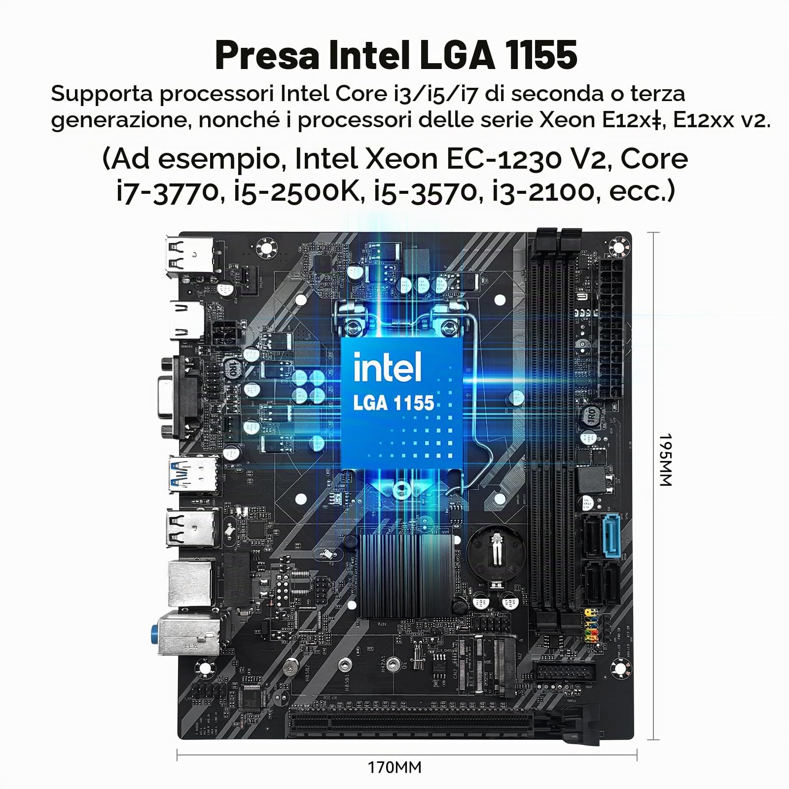 SHANGZHAOYUAN LGA 1155 - Scheda madre B75 per CPU Intel 2a/3a generazione i3,i5,i7/Xeon E3 serie 12XX V2, DDR3, NVME M.2, PCIe X16, 100M LAN, VGA, compatibile HDMI, SATA 3.0, USB 3.0, scheda madre per