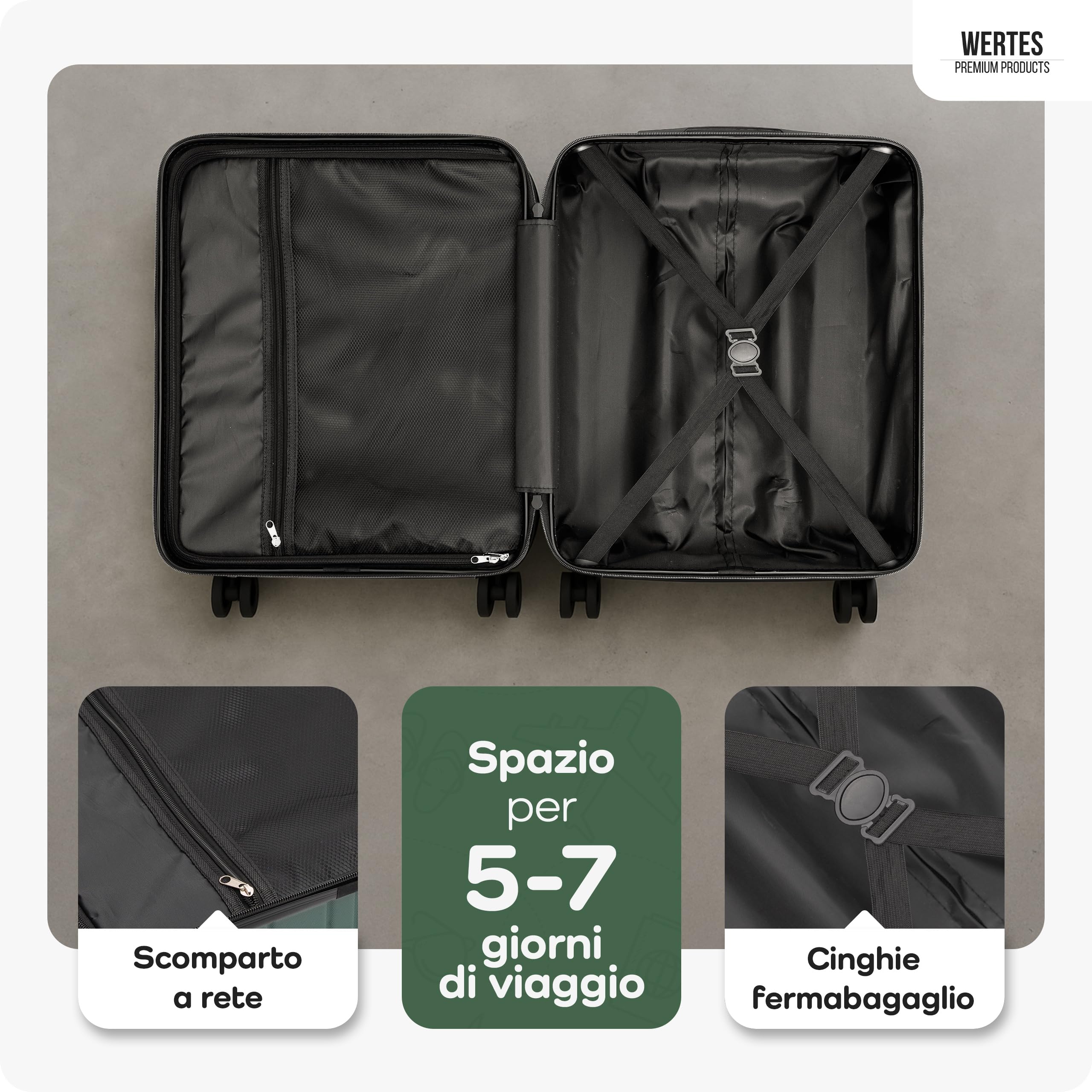 Valigia bagaglio a mano 55x40x20cm - adatta per Ryanair, Lufthansa, Eurowings e co. I Trolley da cabina 36L con rotelle morbide e pratico lucchetto TSA, valigia da cabina