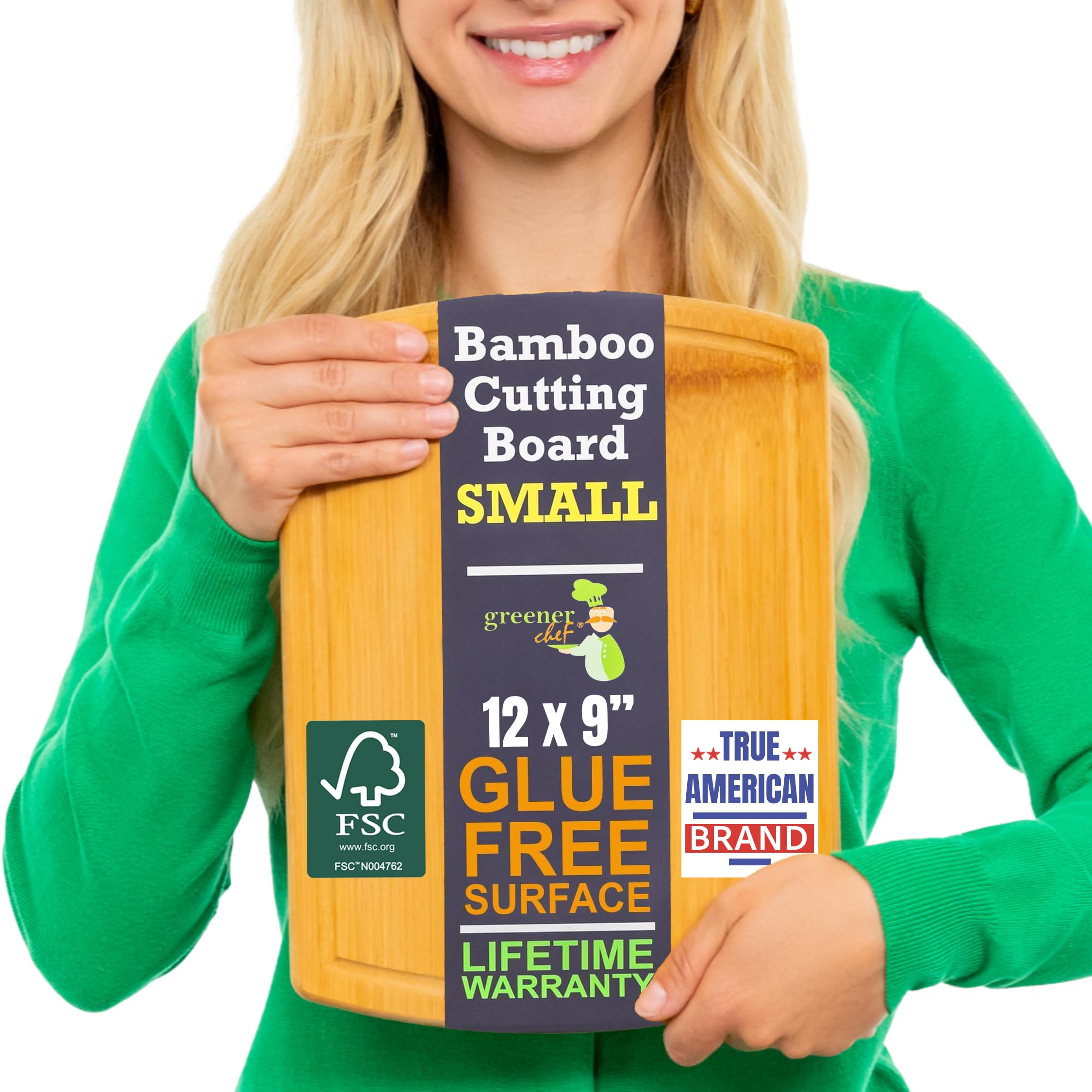 Small Bamboo Cutting Board – 12 Inch Wood Cutting Boards for Kitchen with Glue-Free Surface™ & Juice Groove – Non-Toxic, FSC-Certified, Durable Wooden Chopping Board