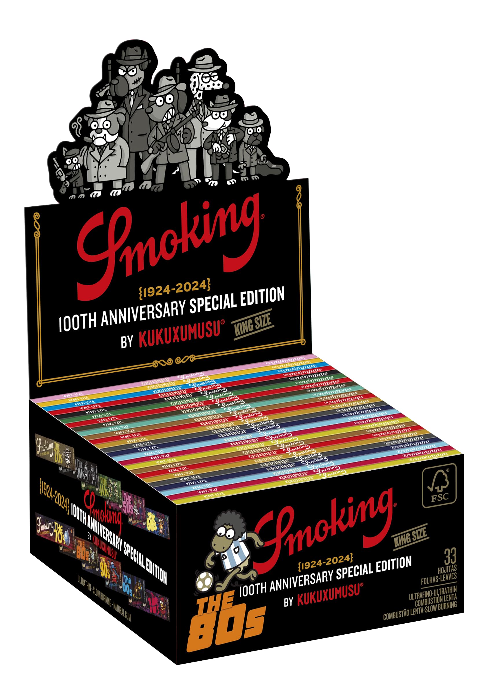 Smoking Slim Kukuxumusu Rolling Paper by Smoking (Pack of 5 Random Color Booklets)-image-0