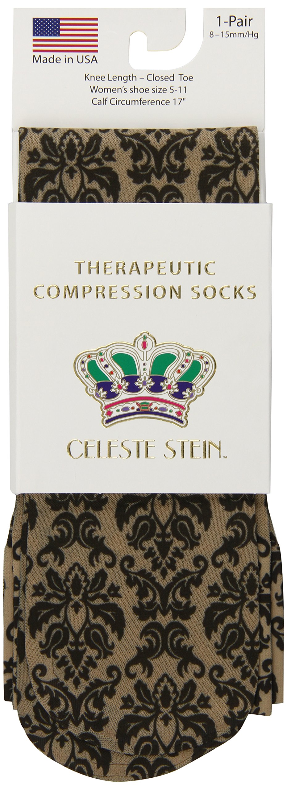 Celeste Stein Therapeutic Graduated Women Compression Socks, Diabetic Socks For Womens, 8-15 mmHg For Regular Calf