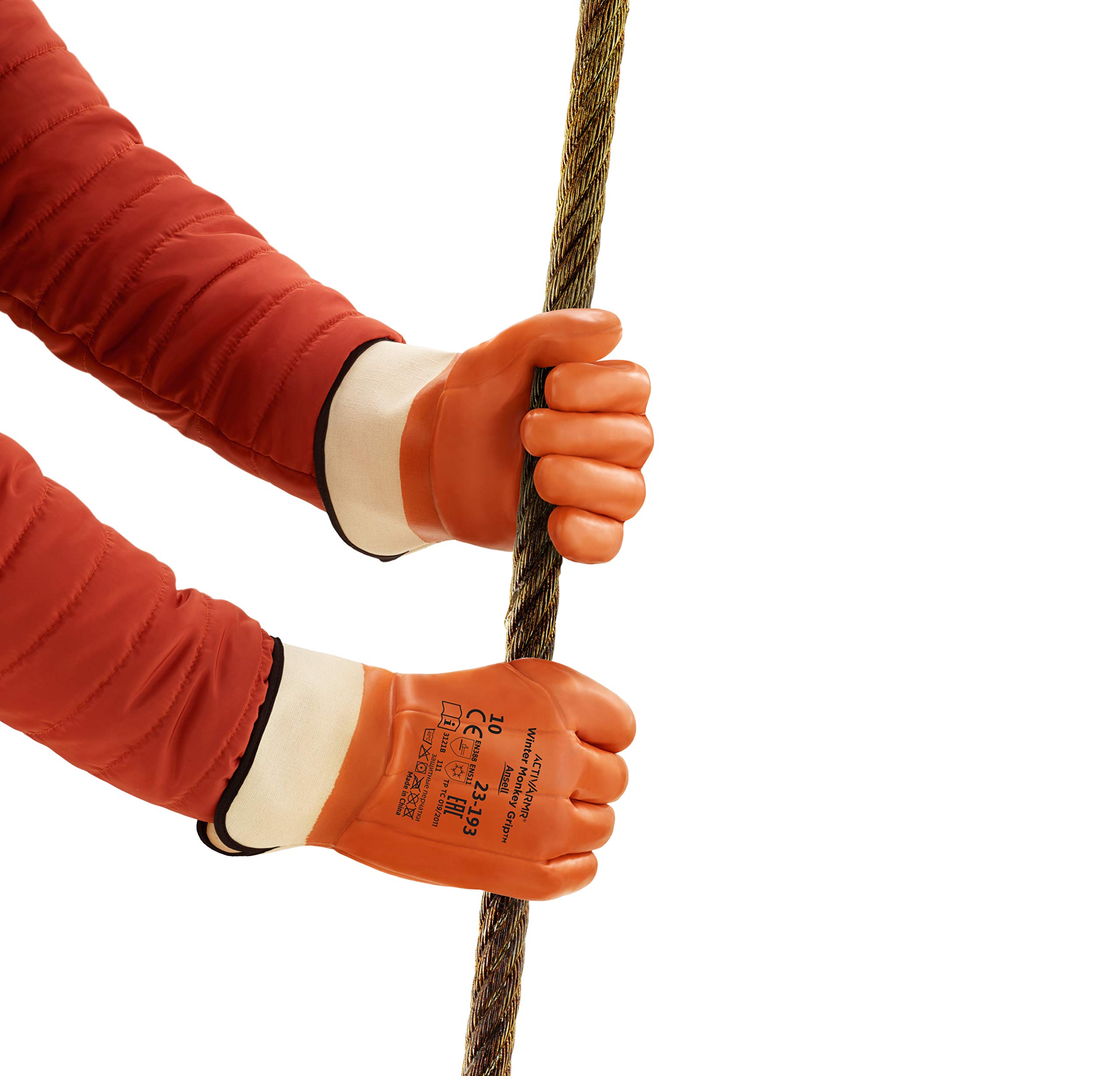 Ansell Winter Monkey Grip 23-193 Rękawiczki robocze, przeciwzakłodziej odporności termicznej, olej i tłuszcze Oléofuge Oilt i tłuszcze, mechanika przemysłowa, niebieski, rozmiar XL (12 par)