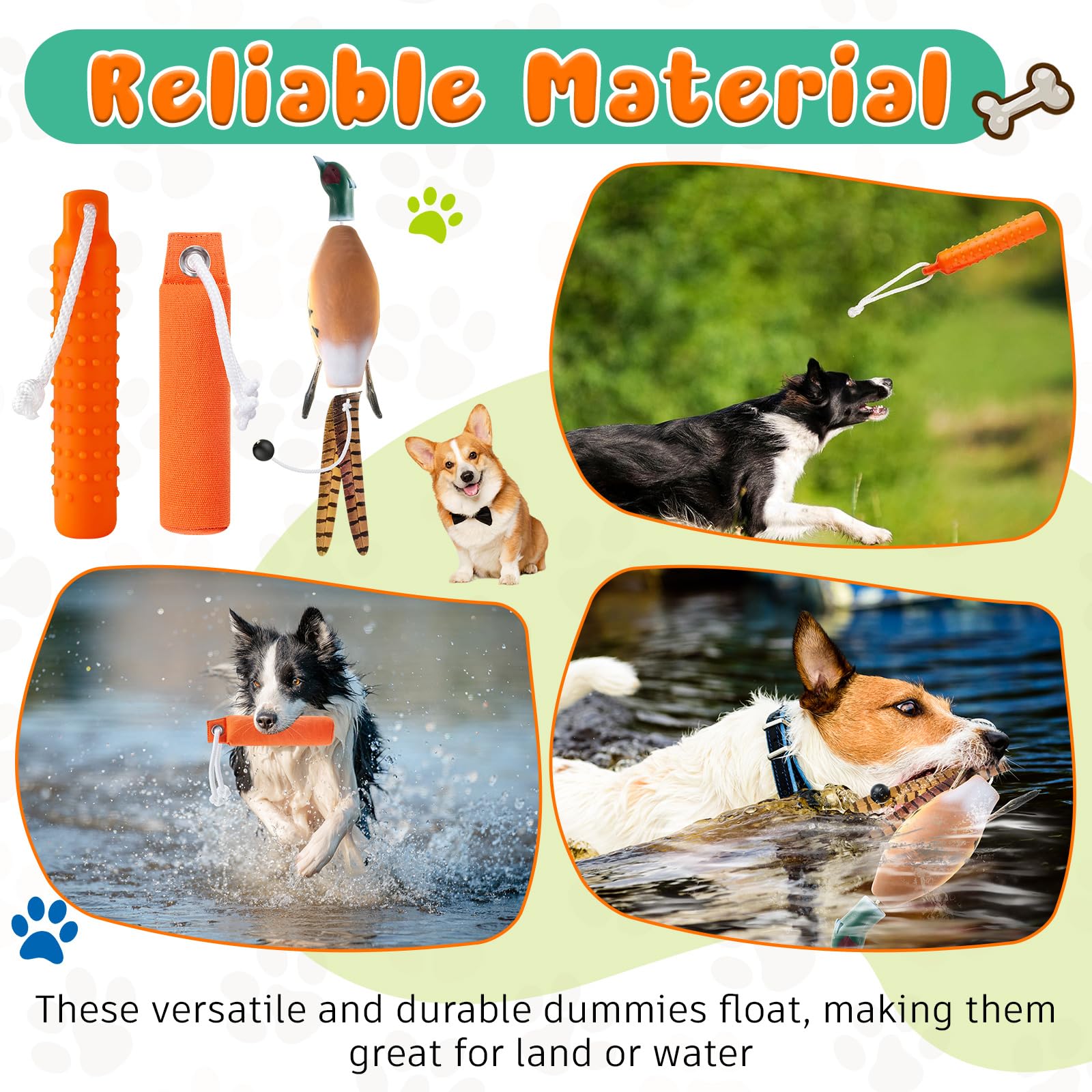 Blueweenly 3 piezas de lona para parachoques de perro, juguetes flotantes para caza, entrenamiento de perros retriever, juguete de entrenamiento al aire libre, entrenamiento de caza y reconocimiento