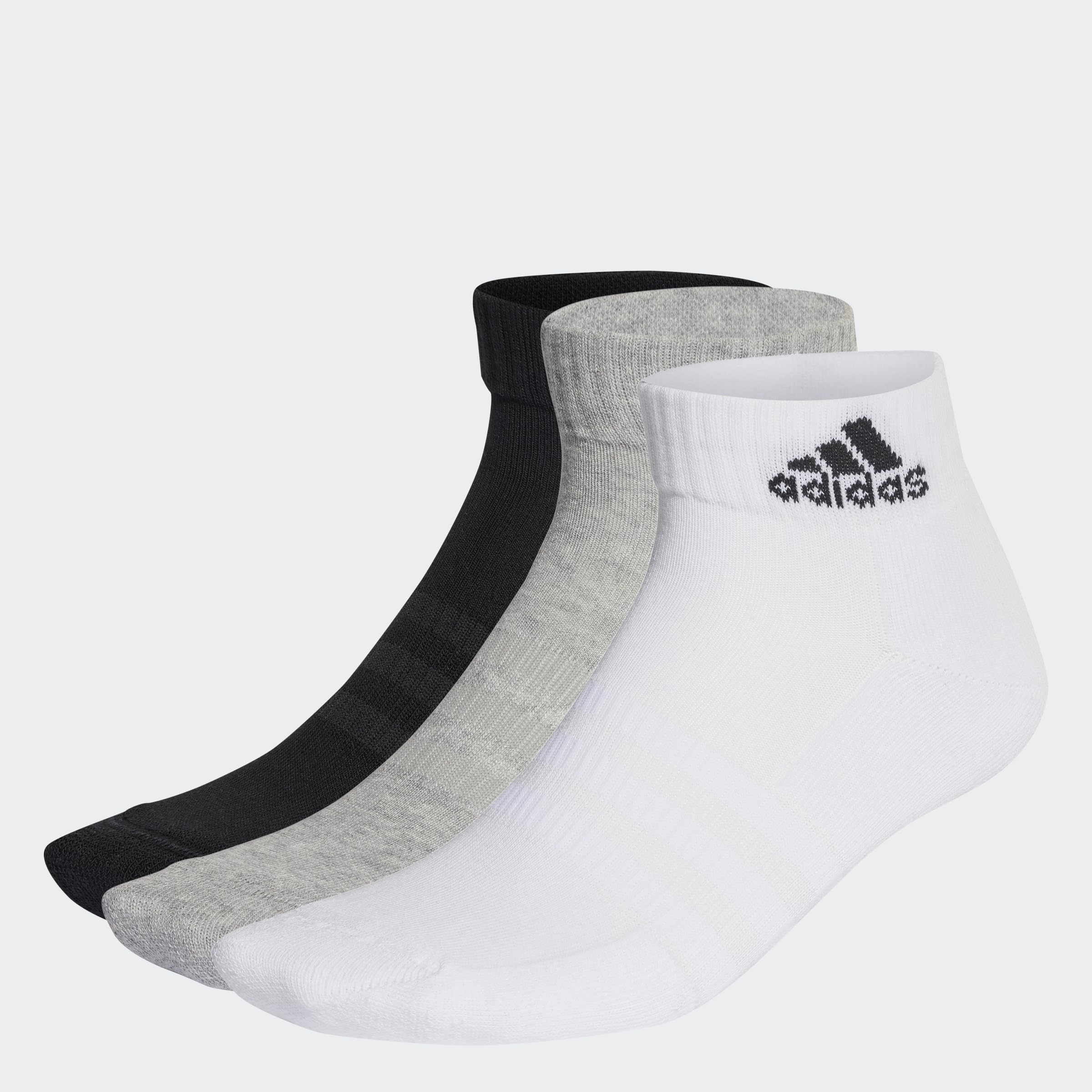 Adidas  Kids  Cushioned Sportswear Ankle Socks 3 Pair  in Size 1 - 6, Sports Direct