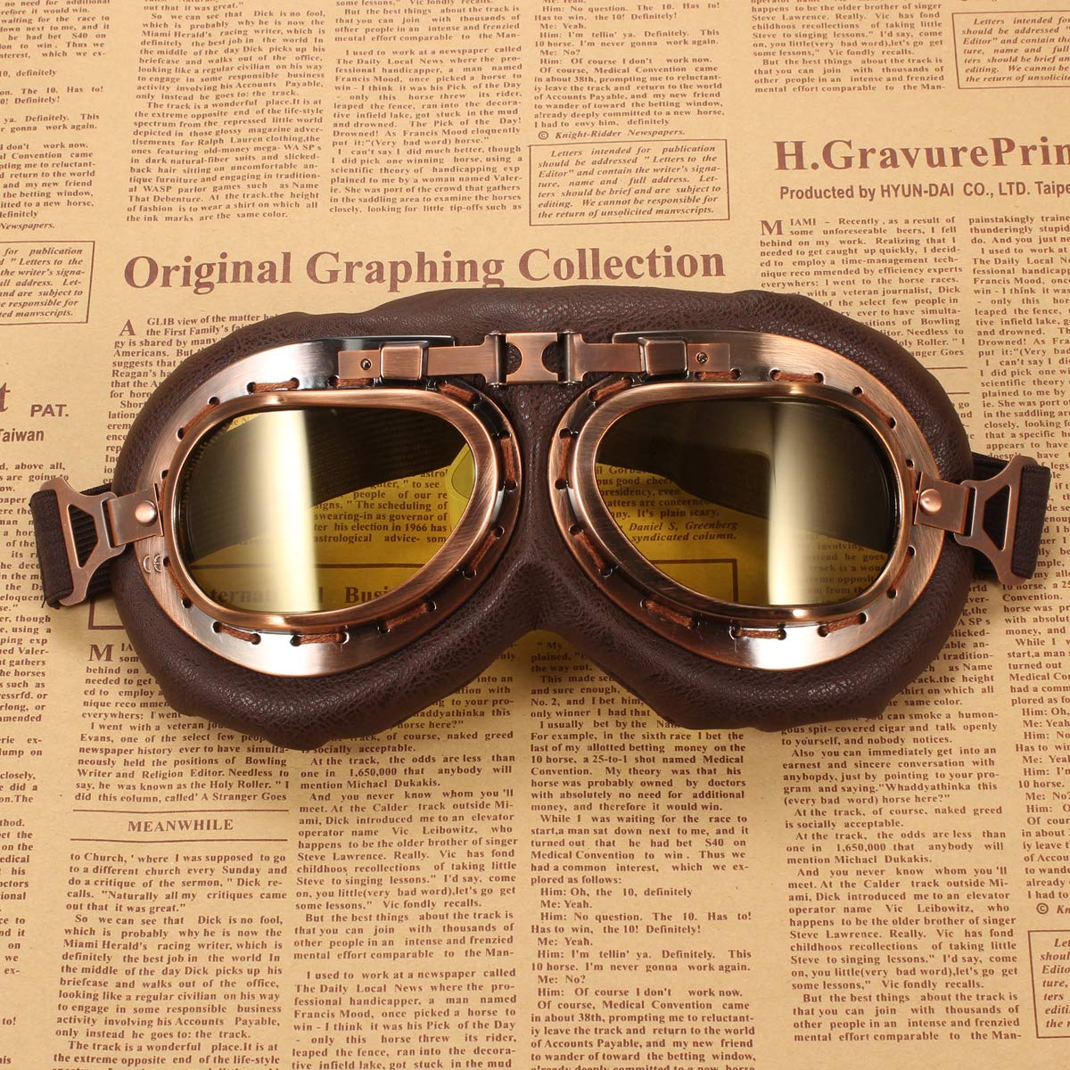 Okulary motocyklowe retro przeciwmgielne ciepłe okulary ochronne do ATV roweru motocrossu (brązowa ramka i żółta soczewka)