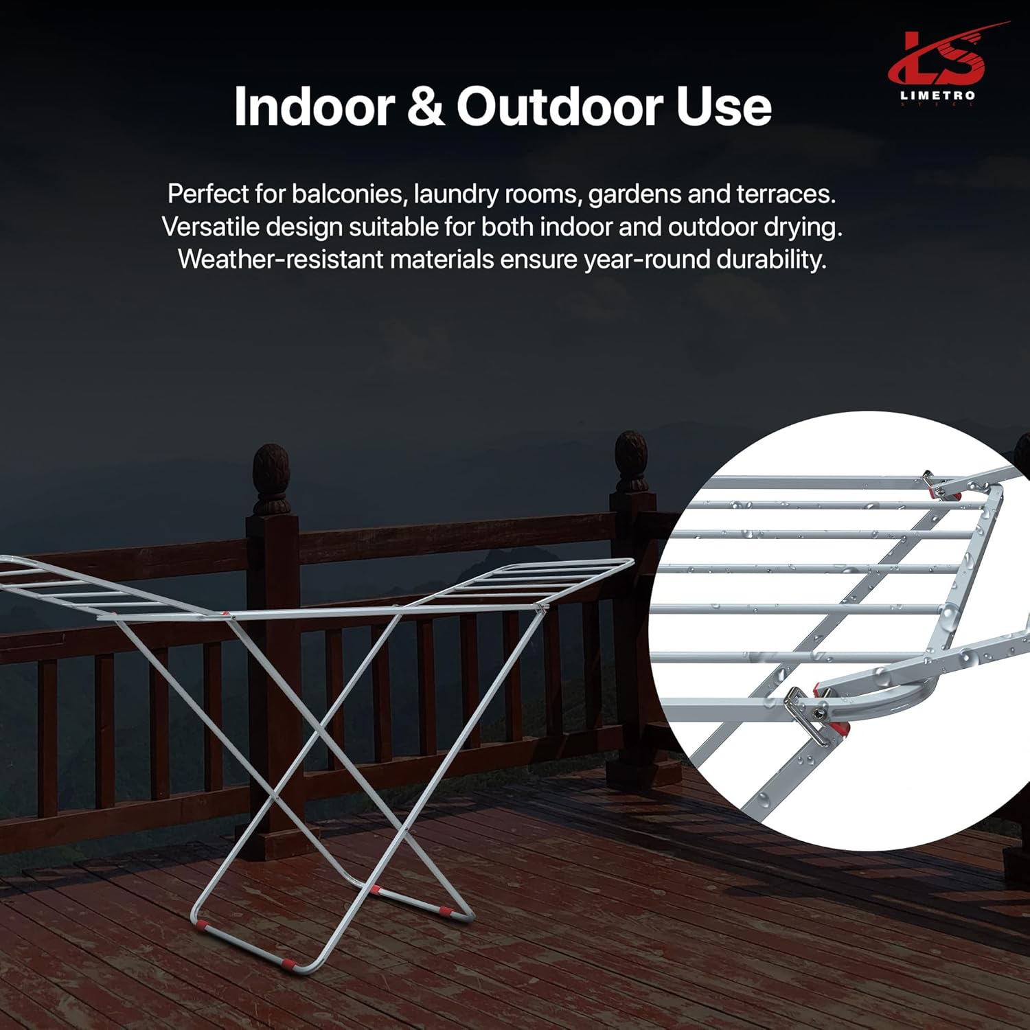 LiMETRO STEEL Foldable Clothes Drying Stand for Home & Outdoor | Portable Laundry Cloth Stand for Drying Clothes | Space-Saving, Durable & Easy Storage Drying Rack for Balcony (Gray) 26 81GweONR+LL. SL1500