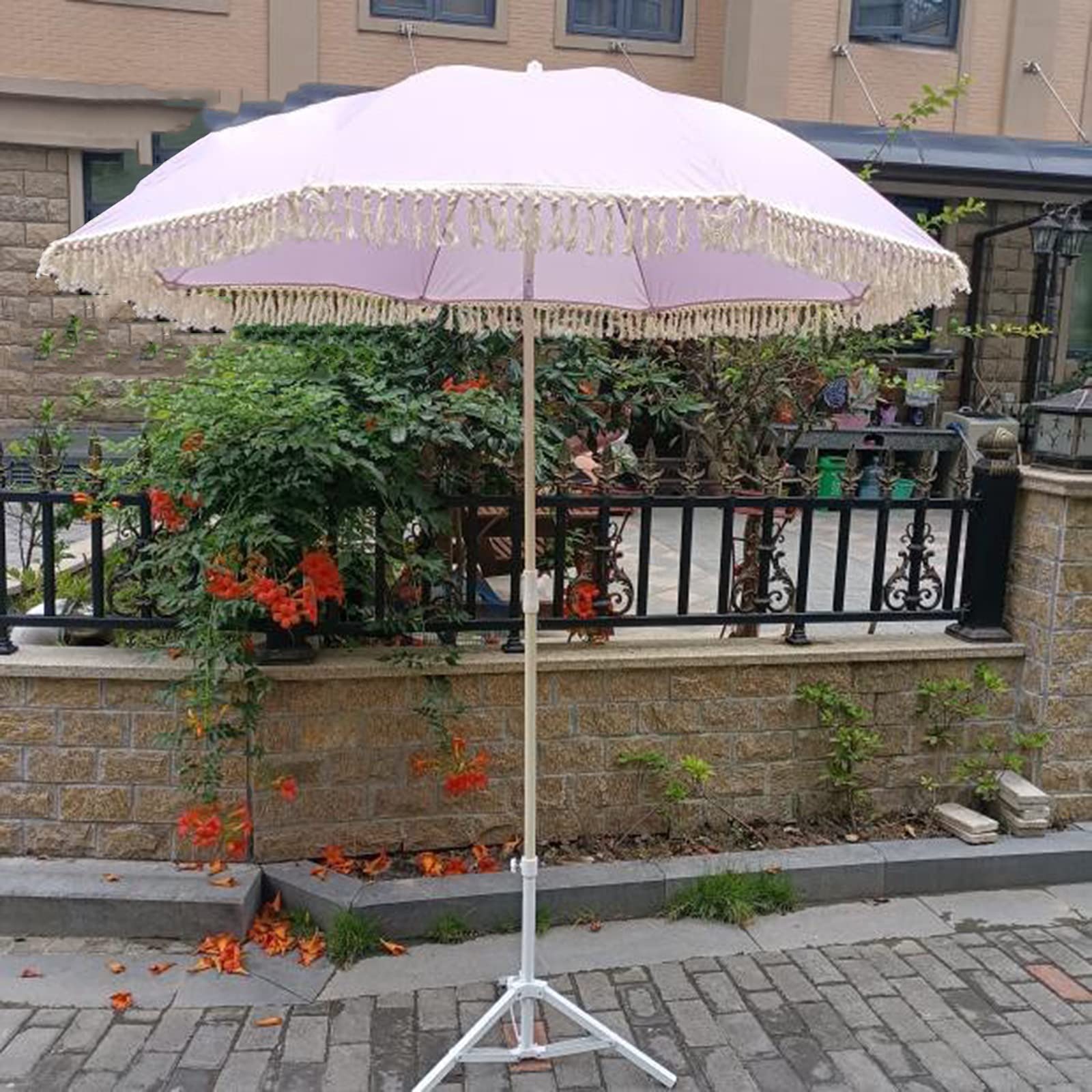 Parasol de plage à franges Ø2m inclinable idéal pour sublimer votre terrasse