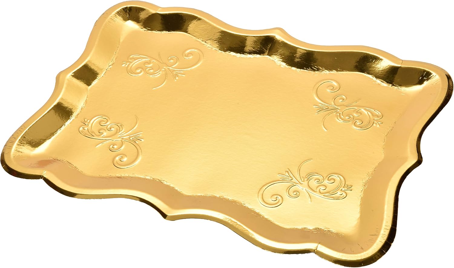 Gift Boutique 10 Gold Rectangle Trays for Dessert Display Table Parties 9" x 13" Disposable Paper Cardboard in Elegant Shape for Platters Cupcake Birthday Parties Dessert Weddings and More Food Safe