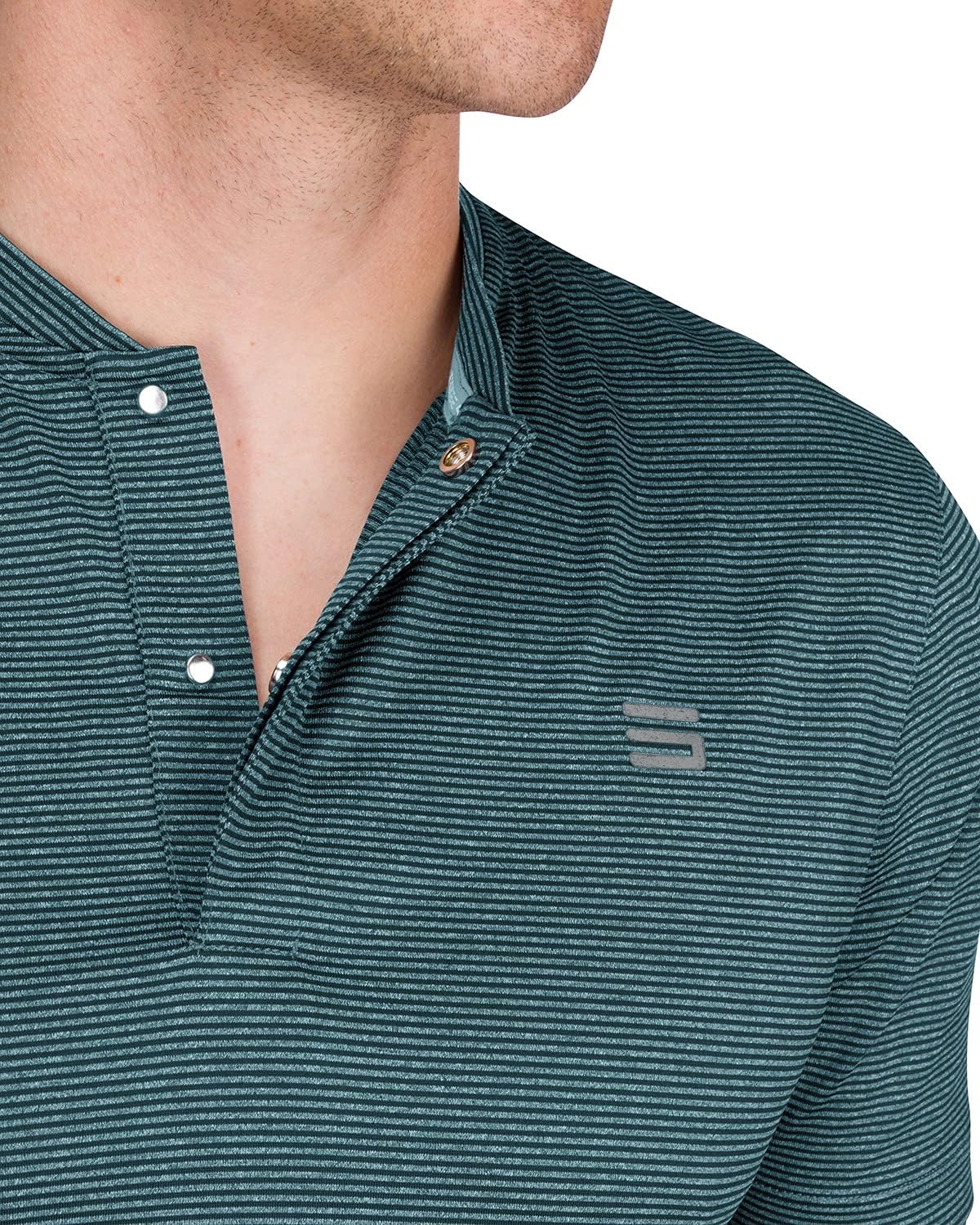 Three Sixty Six Men's Short Sleeve Collarless Golf Polo - Lightweight, Moisture-Wicking, Quick Dry, Stretch Fabric
