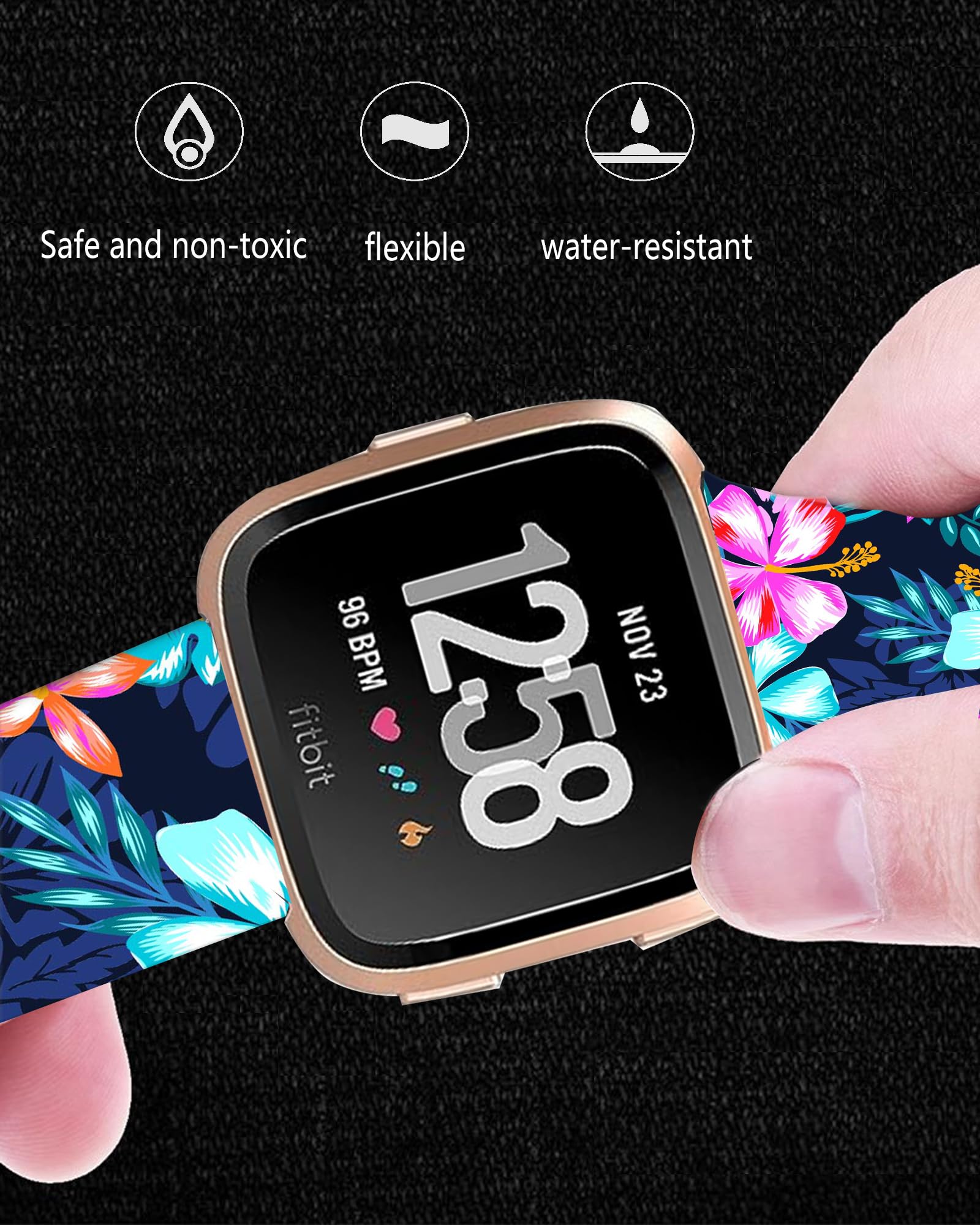 ANDRIU Compatible with Versa 4/Versa 3/Sense/Sense 2 Band for Women Girl, Cute Fadeless Replacement Sport Band Strap for Versa 4/Versa 3 Smartwatch(Colorful Flower)