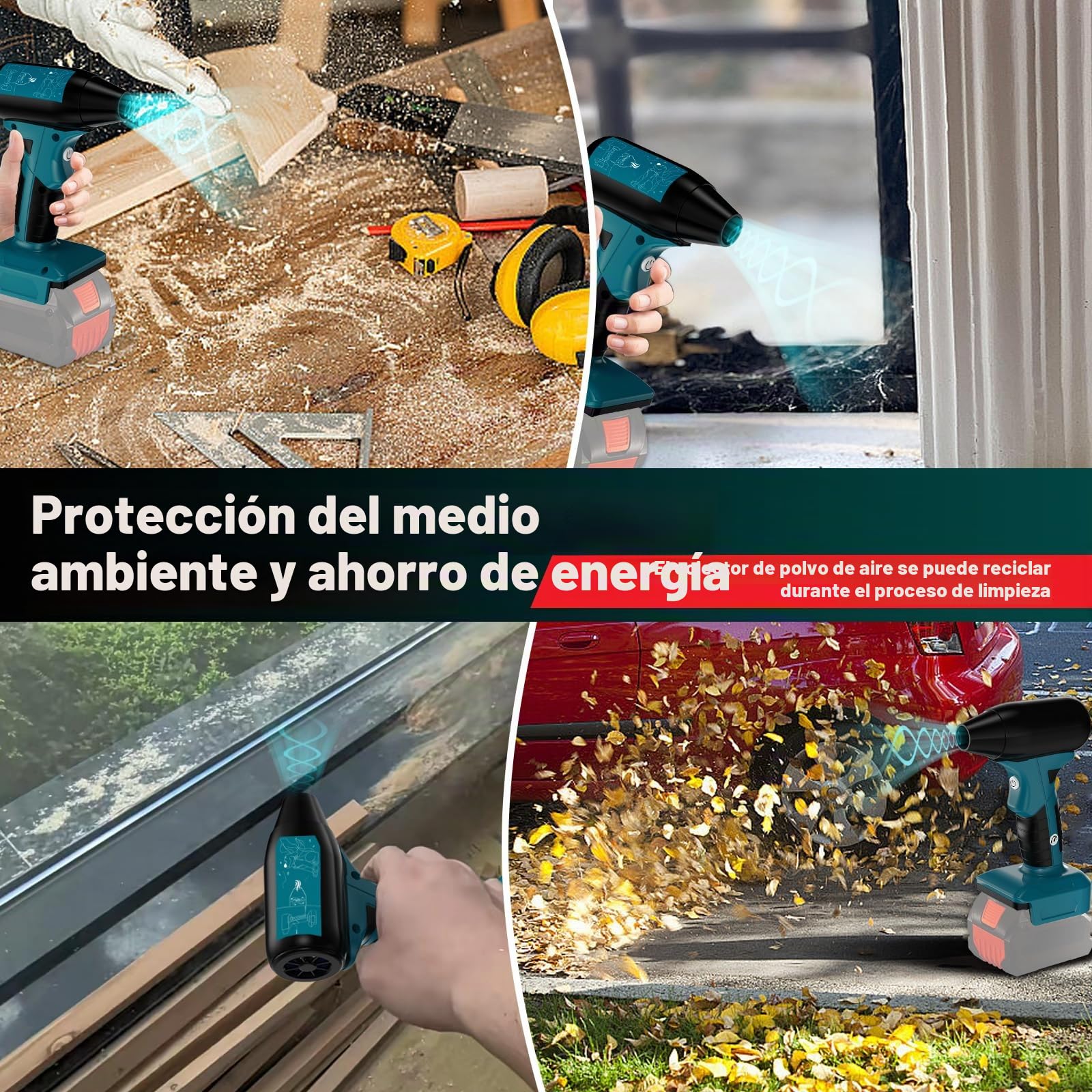 Para Bosch Professional 18 V System GBA batería de litio accionamiento jet seco soplador seco, 130.000 rpm de aire comprimido Duster, 4 engranajes ajustables, mini ventilador para herramientas, coche