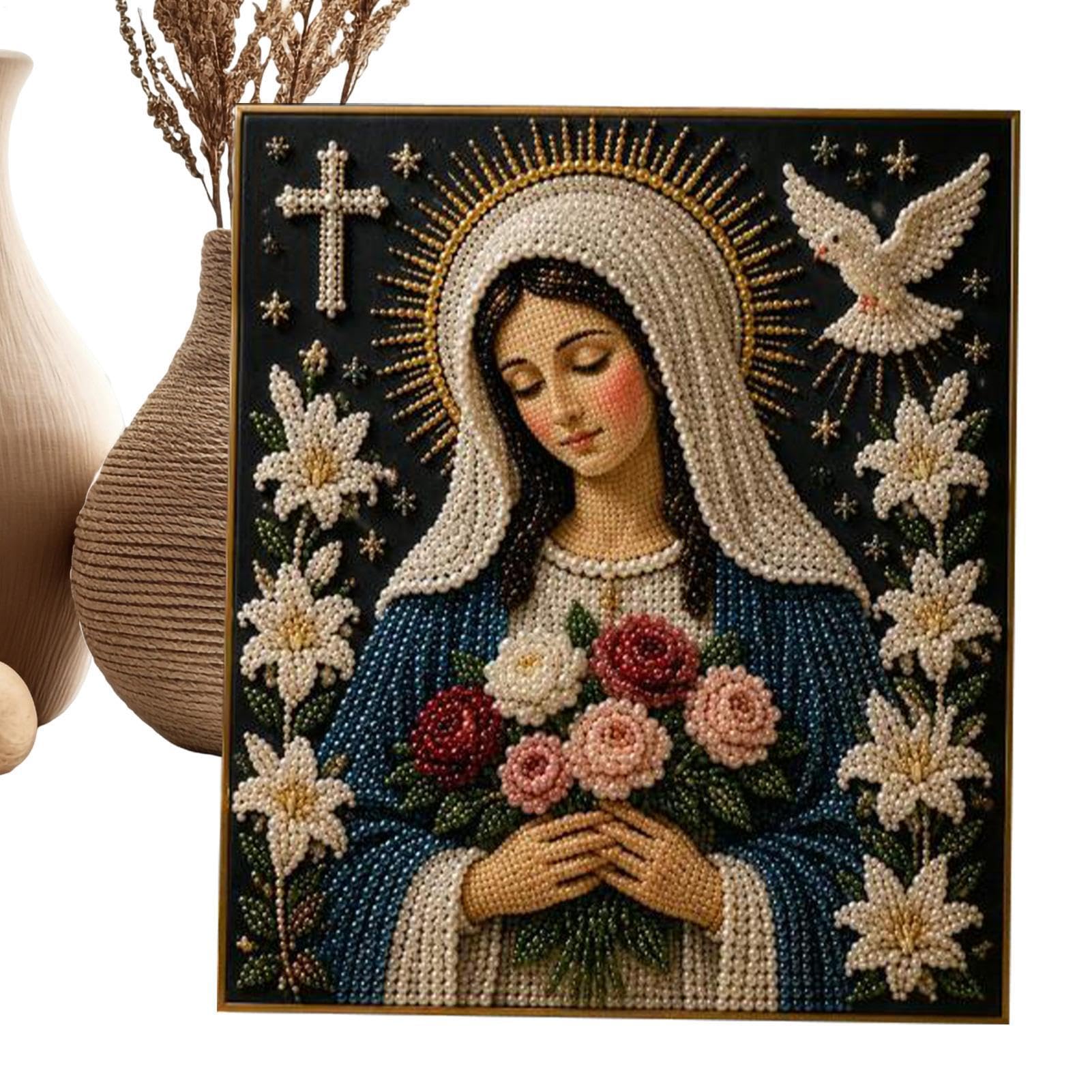 Art spirituel avec perles de perles, œuvre religieuse pour studio d'art