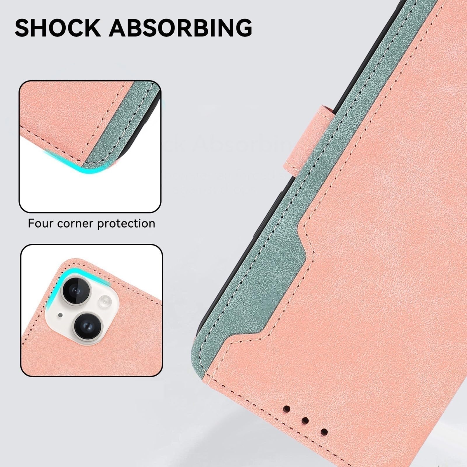 Generisch Etui do iPhone 17 Pro Max / 17 Pro / 17 Air/17, skórzane etui z klapką, etui na telefon komórkowy, odporne na uderzenia, ze stojakiem (zielone, 17 Pro Max)