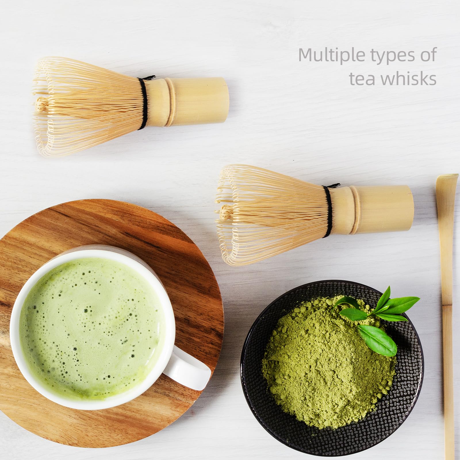 Matcha-Schneebesen-Set mit Bambus-Schneebesen (120 Zinken) und Keramikhalter und Schüssel, Schaufel, Edelstahlsieb für Frauen, Weihnachten, Geburtstag, 6-teilig