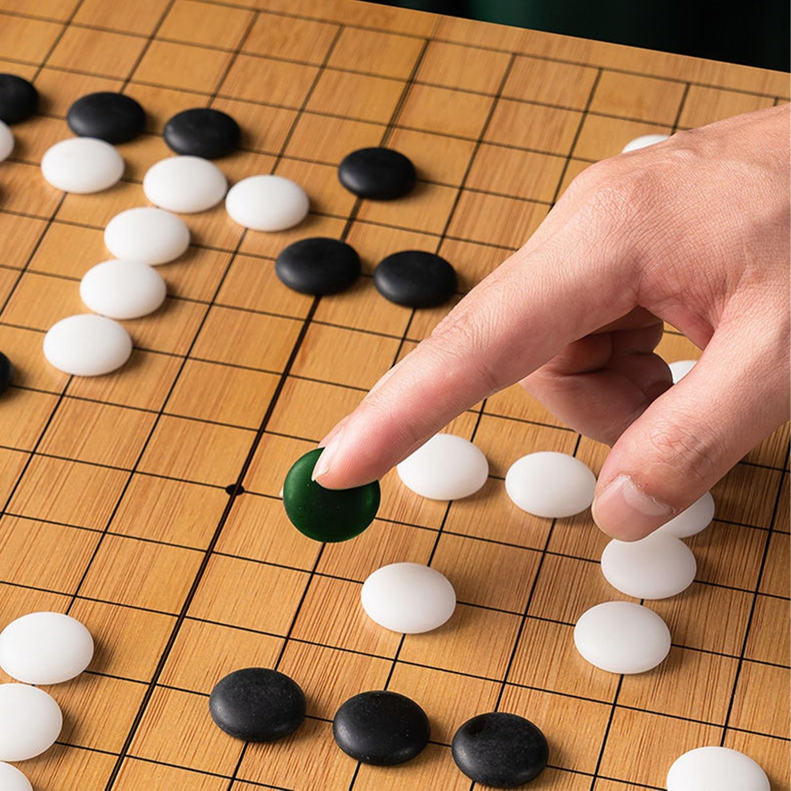 Premium Bamboo Go Set mit 361 Bakelit-Steinen und Schalen, wendbares wasserdichtes Design für Anfänger und zwei Spieler Gameplay (b,e)