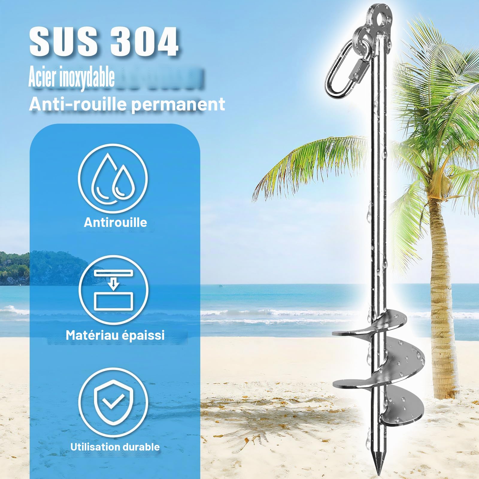 SELEWARE Ancre de Sable à Visser pour Bateaux avec Double hélice pour Eau Peu Profonde en Acier Inoxydable pour Bateaux sécurisés