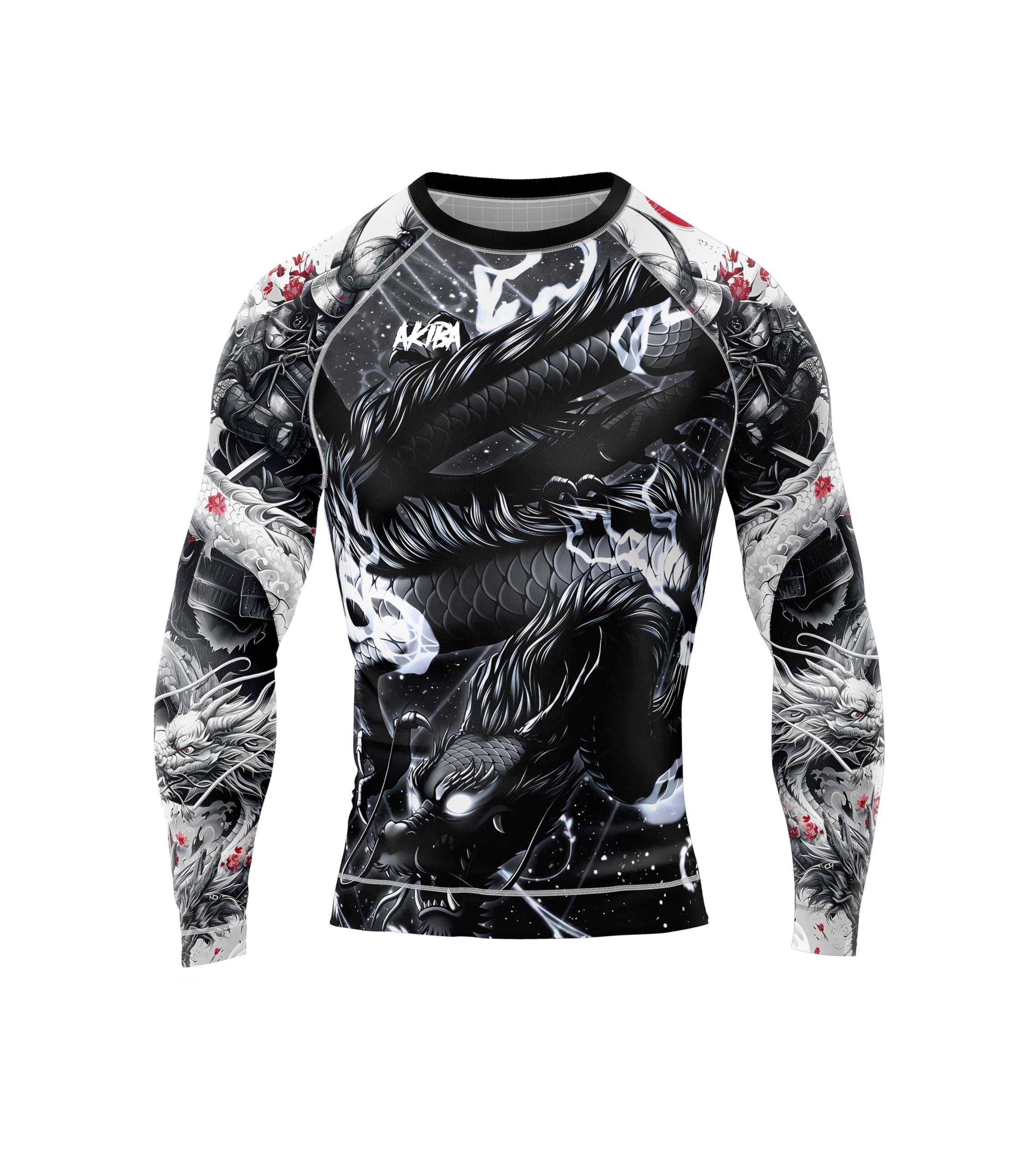 AKIBA Full Sleeve Skins Performance Fit Compression for MMA, BJJ Rash Guard,Gym, Running, Cycling
