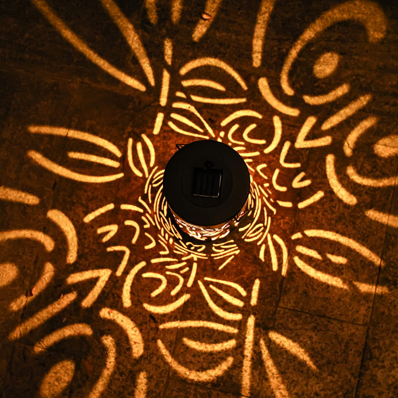 Owl Pattern Black Tree Hanging Solar Lantern