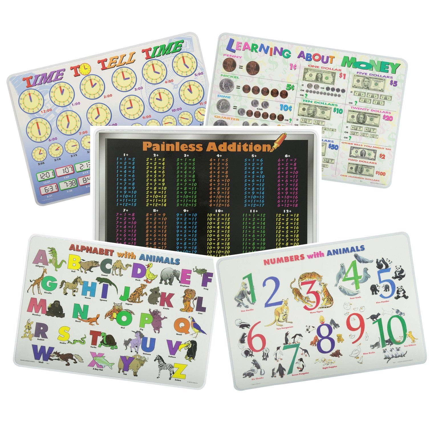 Painless Learning Educational Placemats For Kids Laminated