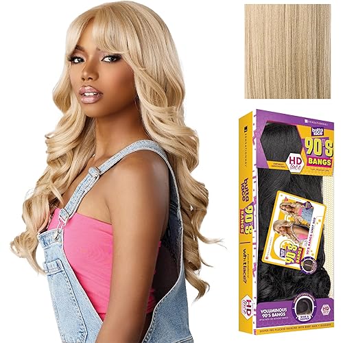 Sensationnel Butta Lace 90Sbangs Wigs - Unit 909 Glueless Wide Deep Part Synthetic Preplucked Hairline (BEIGEBLONDE)