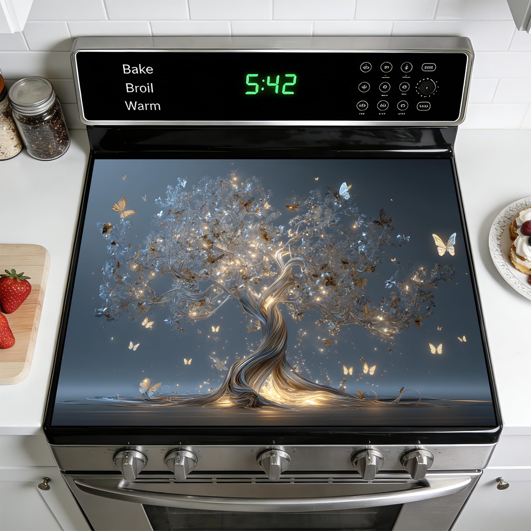 Stove Burner Covers Non-Slip Electric Cooktop Protector Mat (Tree of Life)