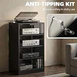 HOMCOM 5-Tier AV Support pour médias avec portes en verre ouvertes, armoire de rangement audio-vidéo avec étagères réglables DVD Joueurs, Consoles de jeux, Routeurs, Noir dérangé