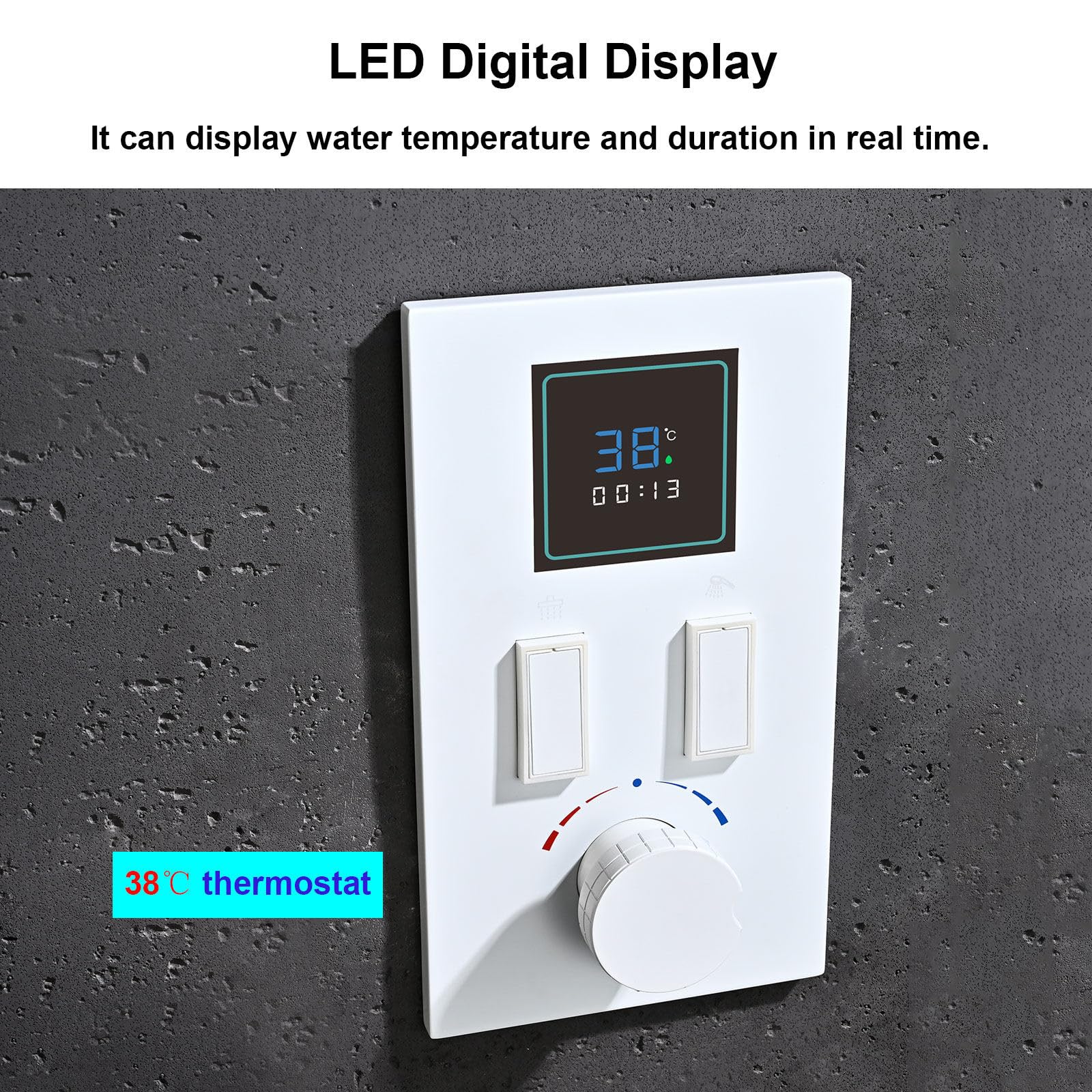 Nowoczesny system prysznicowy Tatic HSS0447, 30,5 cm deszczownica z cyfrowym wyświetlaczem LED, 4-trybowy ręczny zestaw kranów, konstrukcja klucza fortepianowego zapewnia najlepsze wrażenia z