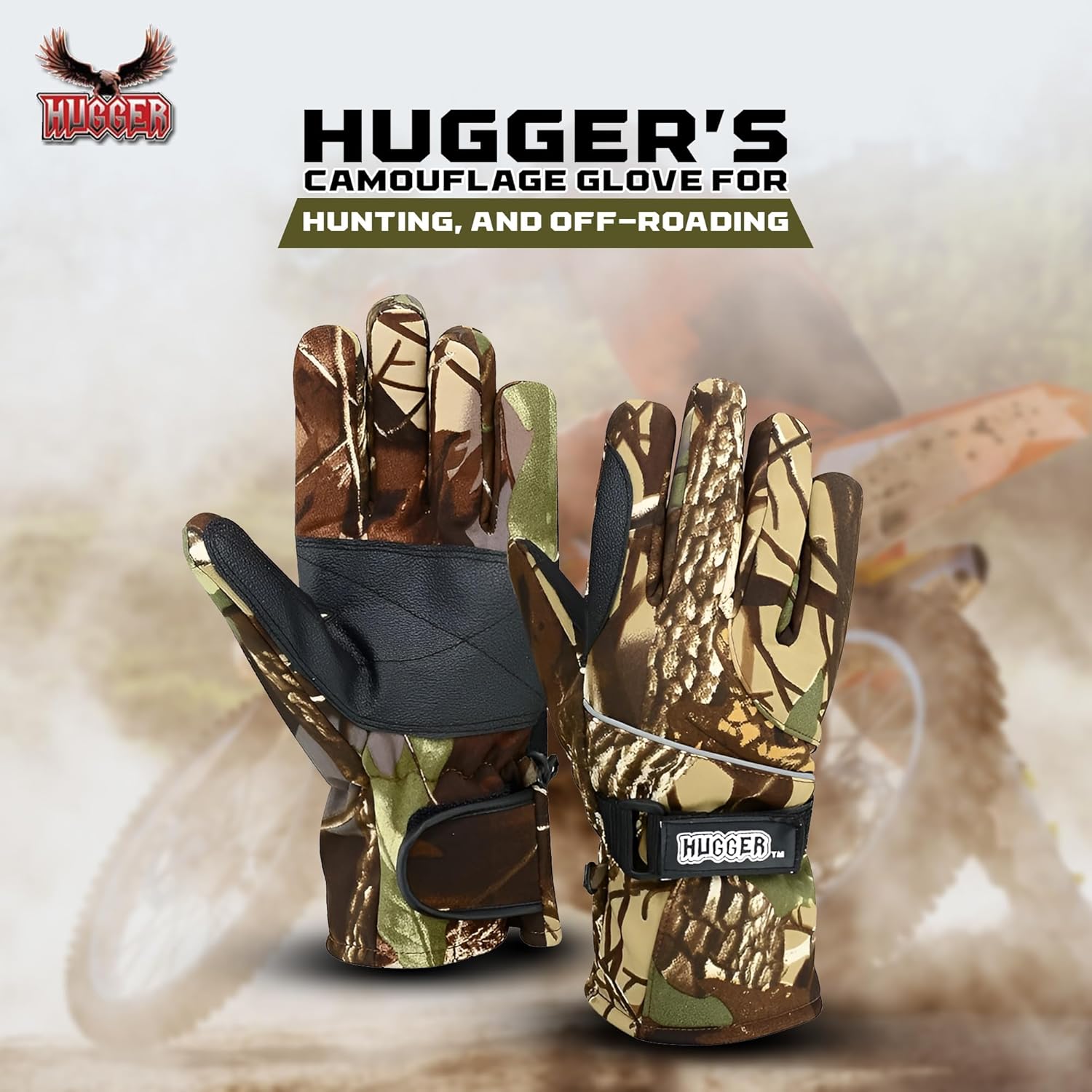 Hugger Men's Camouflage Fully Lined Glove for Hunting, Hiking, and Off-Roading