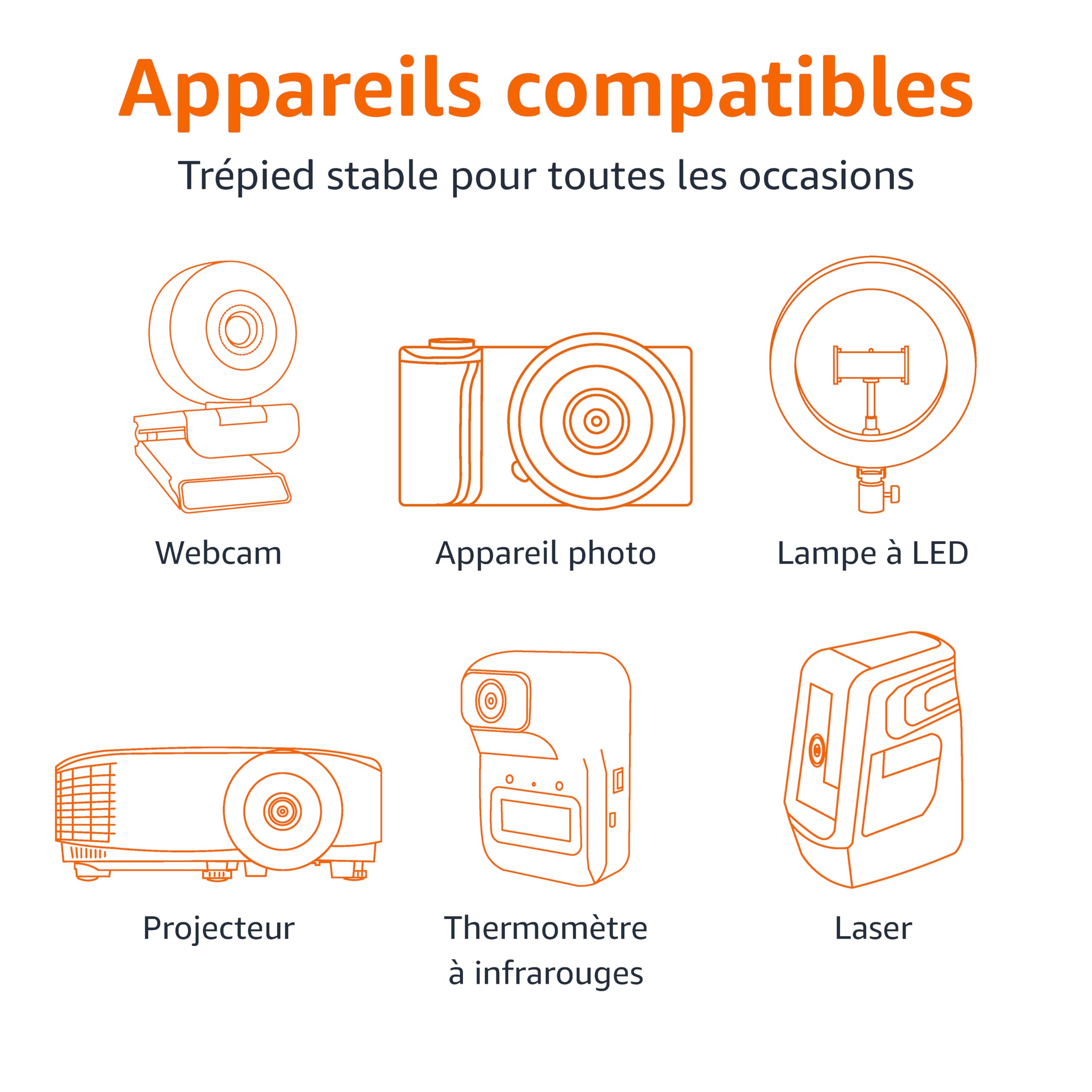 Amazon Basics Trépied 127,0cm pour Appareil Photo Reflex Numérique, Léger, avec Sac, Hauteur Réglable, Champagne