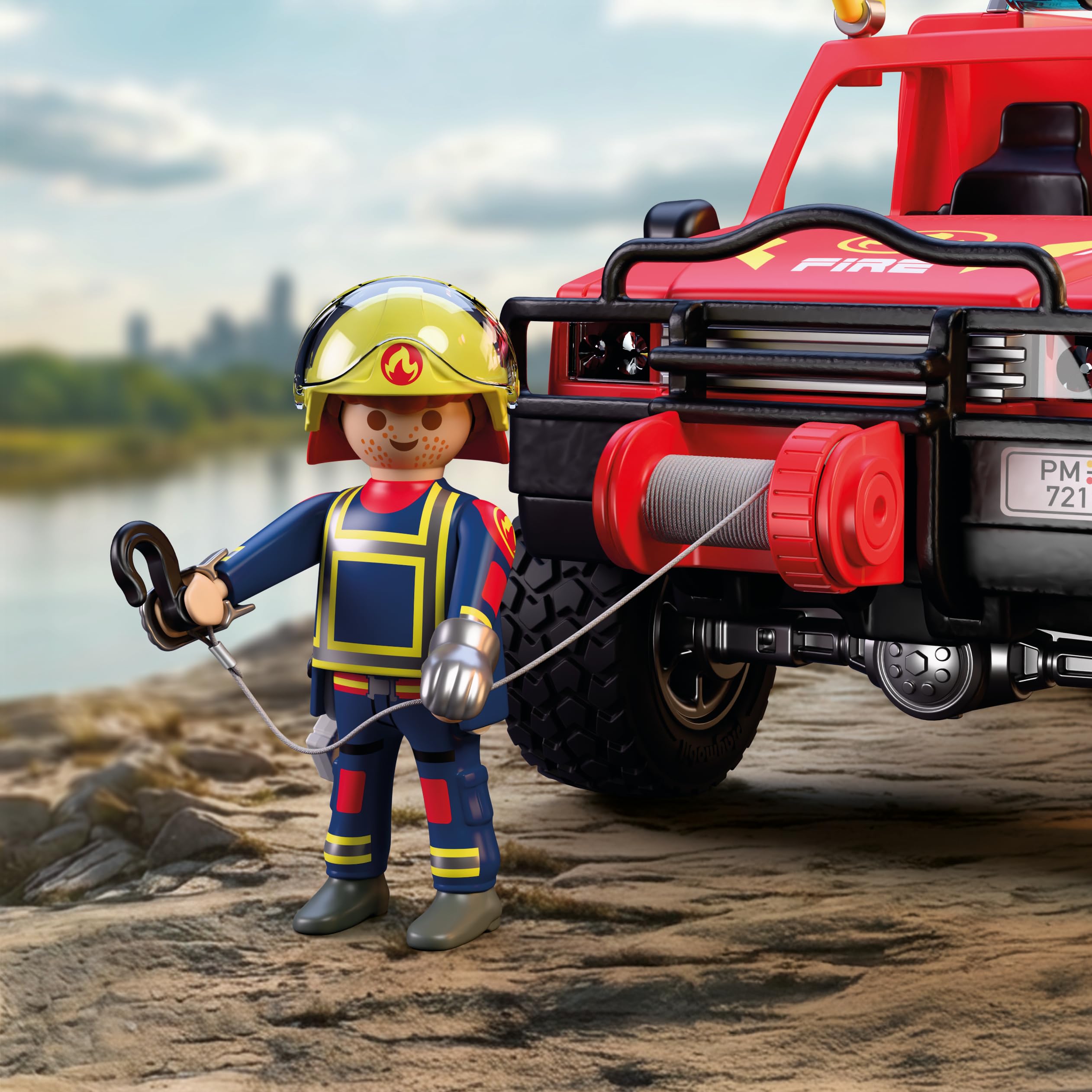 PLAYMOBIL | City Action | Feuerwehr‑Pickup | Geländegängiges Einsatzfahrzeug mit echter Wasserspritzfunktion, Seilwinde & viel Zubehör | Für Kinder ab 4 Jahren | 72194