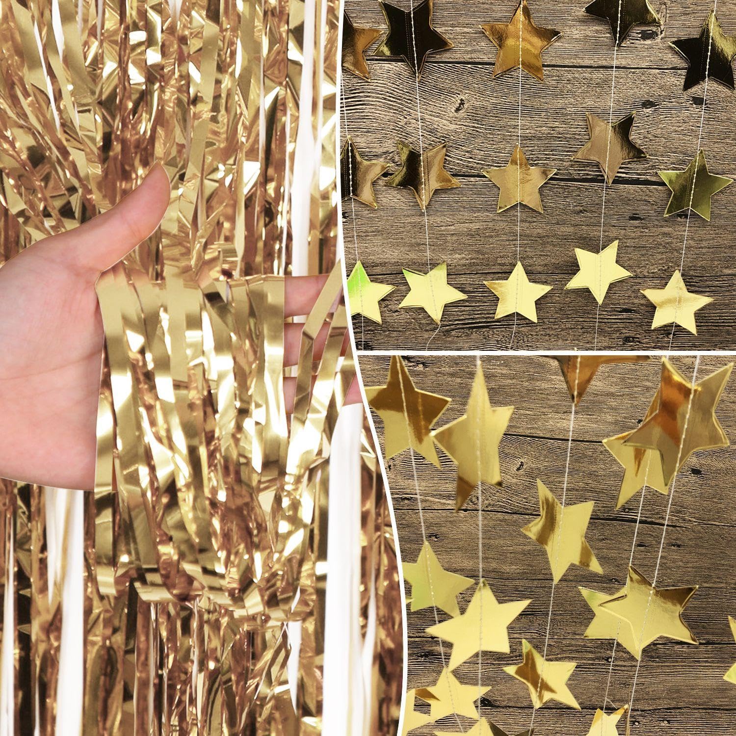 Tende con Nappe da 5 Pezzi E Tendaggi A Stella da 2 Pezzi, Decorazioni per Feste, Arrangiamenti per Sfondi per Feste, Decorazioni Scintillanti