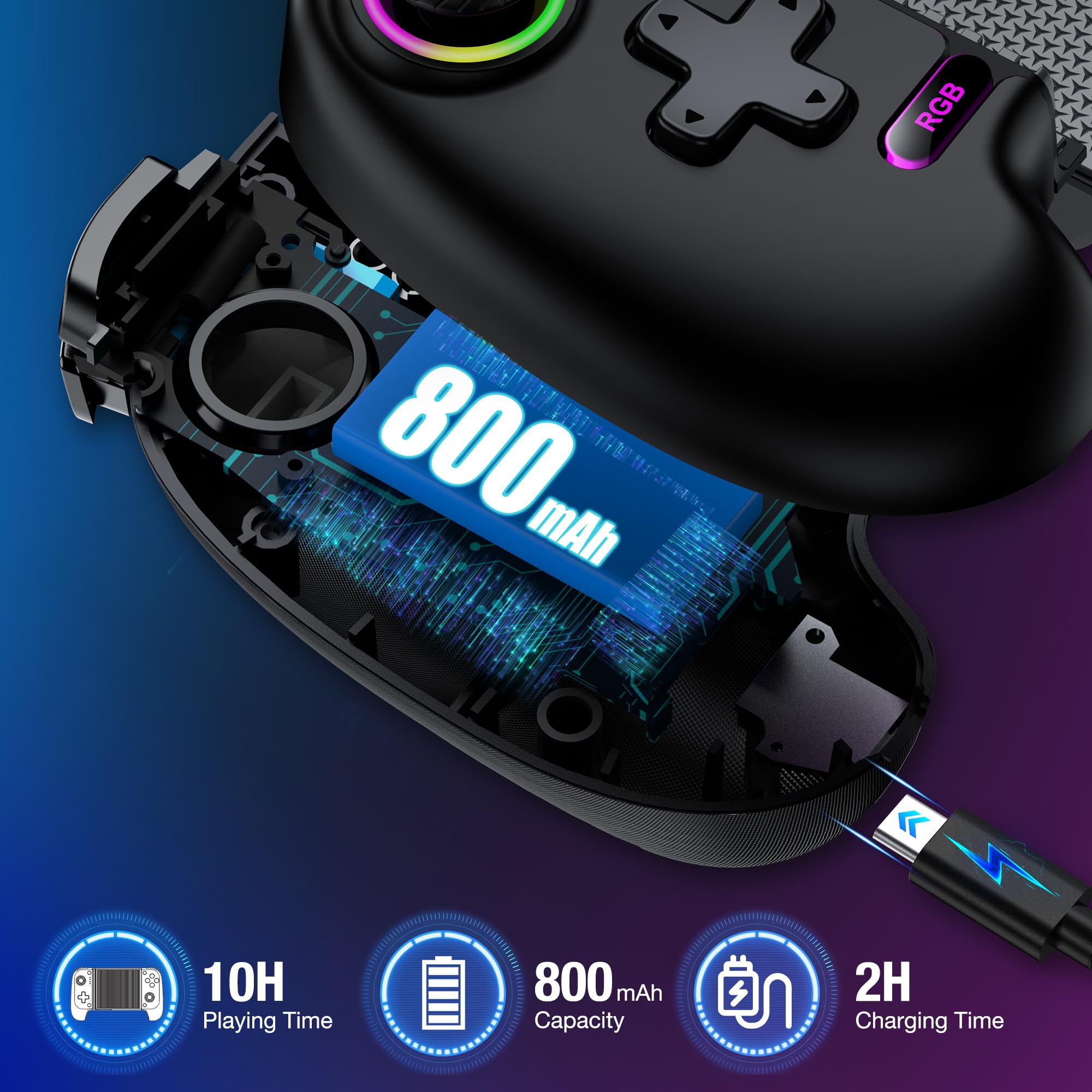 HELLCOOL Wireless Handy Controller, Handheld Smartphone Controller mit Hall Joysticks für Android/iPhone, kompatibel mit Xbox Cloud/Steam Link/GeForce Now/MFi Apple Arcade