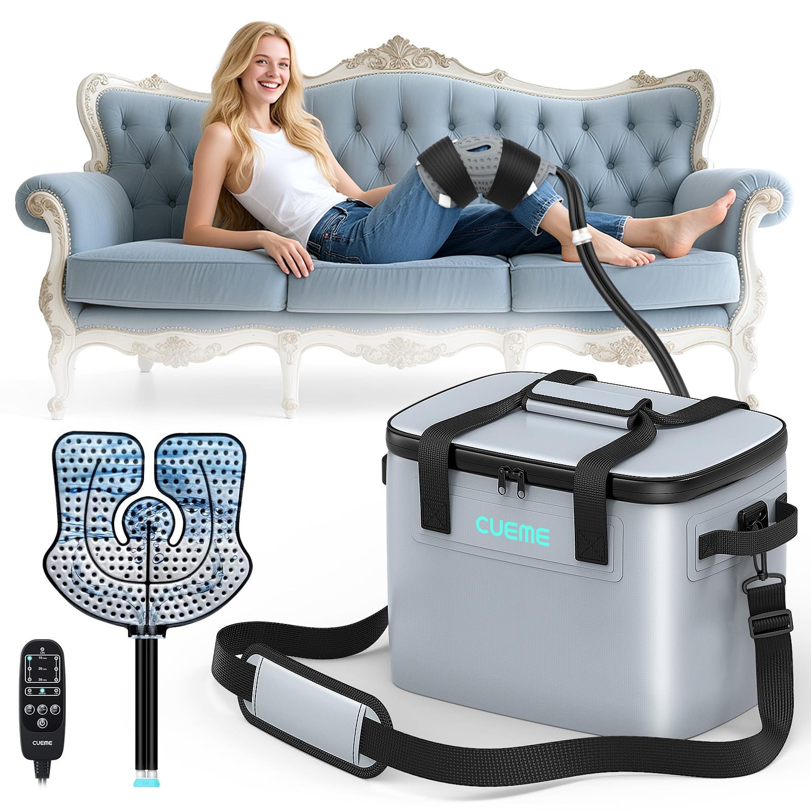 Photo 1 of CUEME 20 QT Ice Machine for Knee After Surgery, Programmable Timer Cold Therapy Machine, Knee Replacement Recovery System, Cryotherapy Pain Relief Pad for Shoulder, Hip, Ankle & Foot