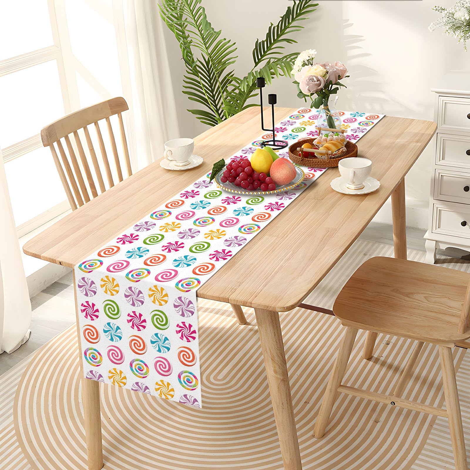 FZR Legend Sweet Candy Lollipop Plastic Tablecloth – 52x90 Inches, Colorful Candyland Theme For Birthday Parties & Baby Showers