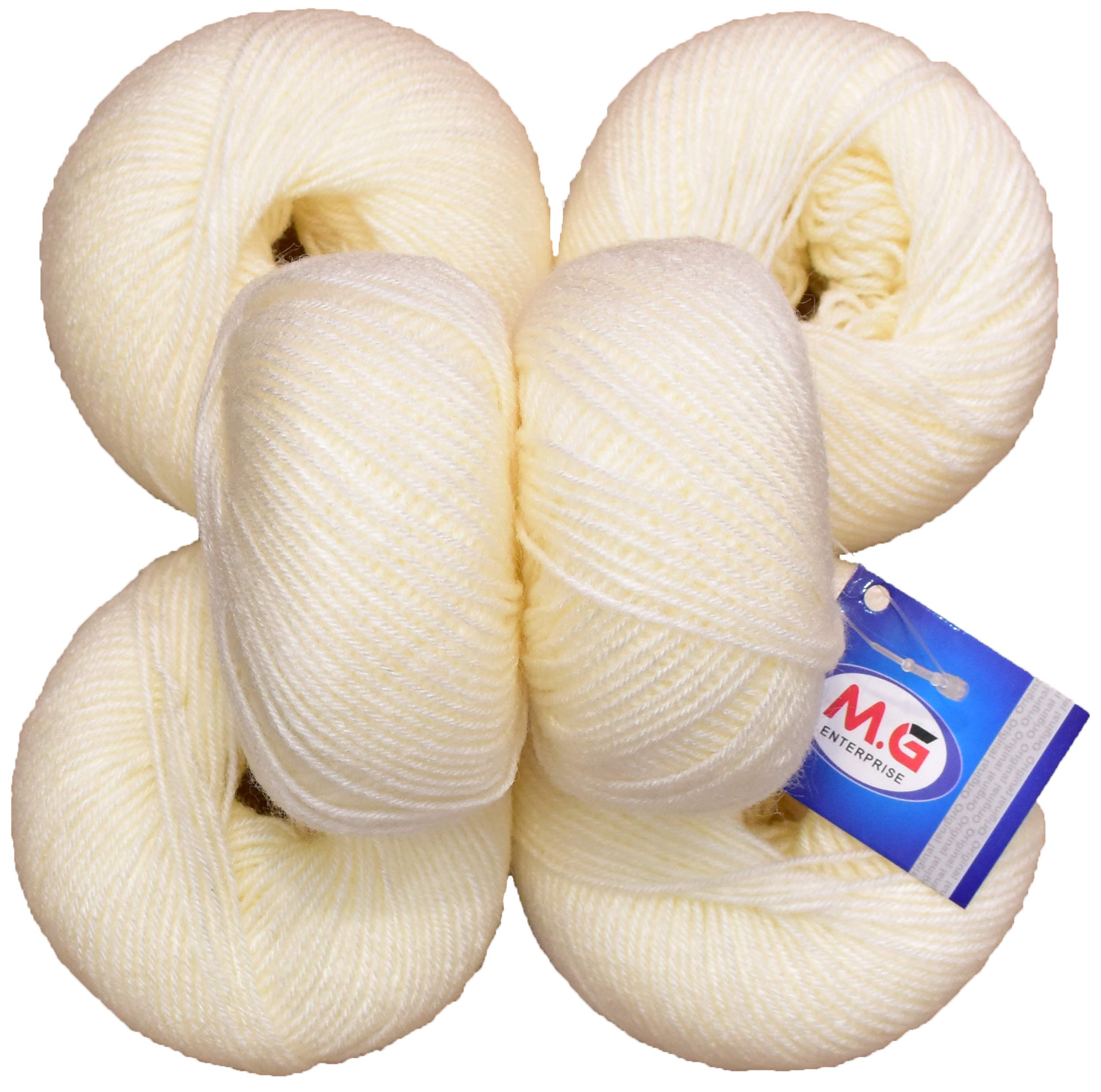 SIMI ENTERPRISE 100% Acrylic Wool Buttery Cream (6 pc) Baby Soft 4 ply Wool Ball Hand Knitting Wool/Art Craft Soft Crochet Hook Yarn, Needle Knitting Yarn Thread Dyed