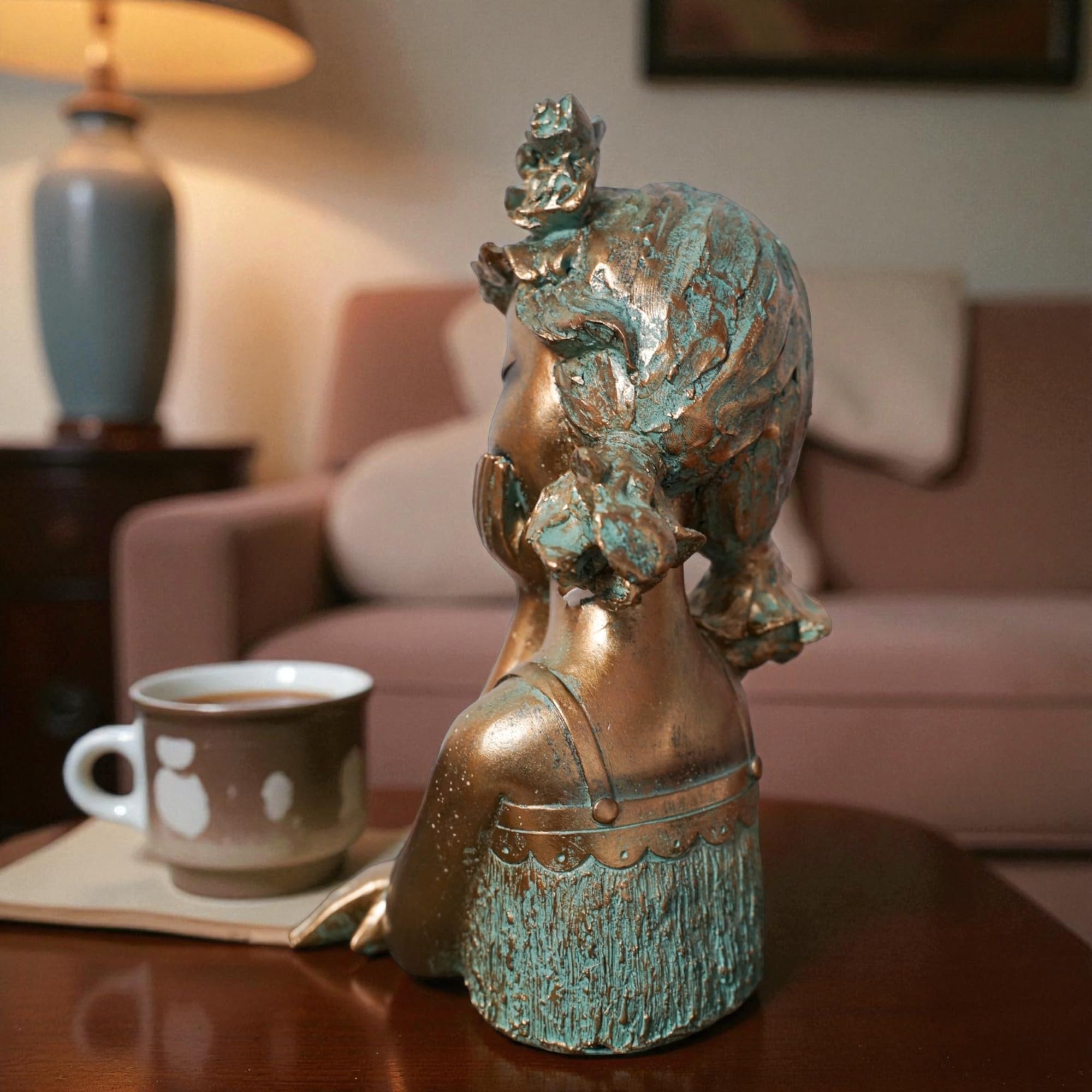 formano Büste Mädchen bronzefarben 30cm elegant Dekofigur Polyresin Patina-Effekt– stilvolle Skulptur im Antik-Look für Wohnzimmer, Regal & Sideboard – detailreich & zeitlos schön