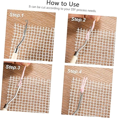 Miniatura 9 de Ciieeo Ganchos de plástico de tela de malla tejida para colgar tapiz tejido, manta, kit de tejido de alfombra en blanco, alfombra de malla de