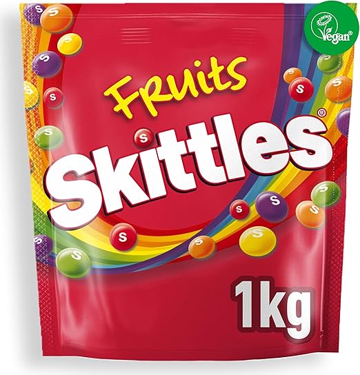 Skittles Vegan Sweets, Fruit Chewy Sweets, Bulk Sharing Bag, Sweets