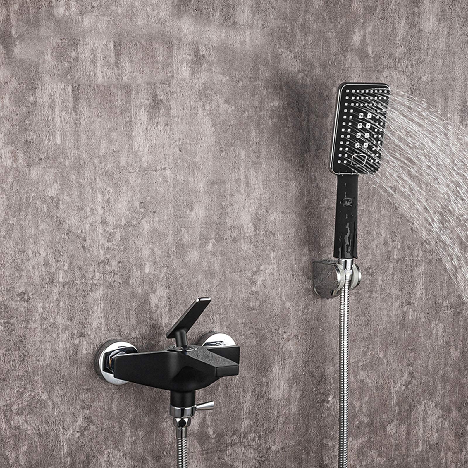 Robinet de bain cascade en laiton chic avec douchette noire et blanche - 8