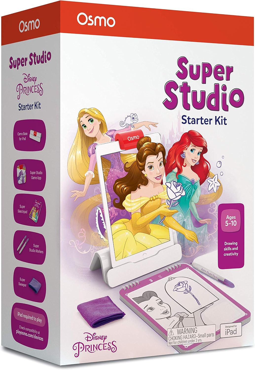 Osmo - Super Studio Princess Starter Kit Ages 5 Learn to Draw Your Favourite Disney Princesses and Watch Them Come to Life iPad Base Included, 6-10+