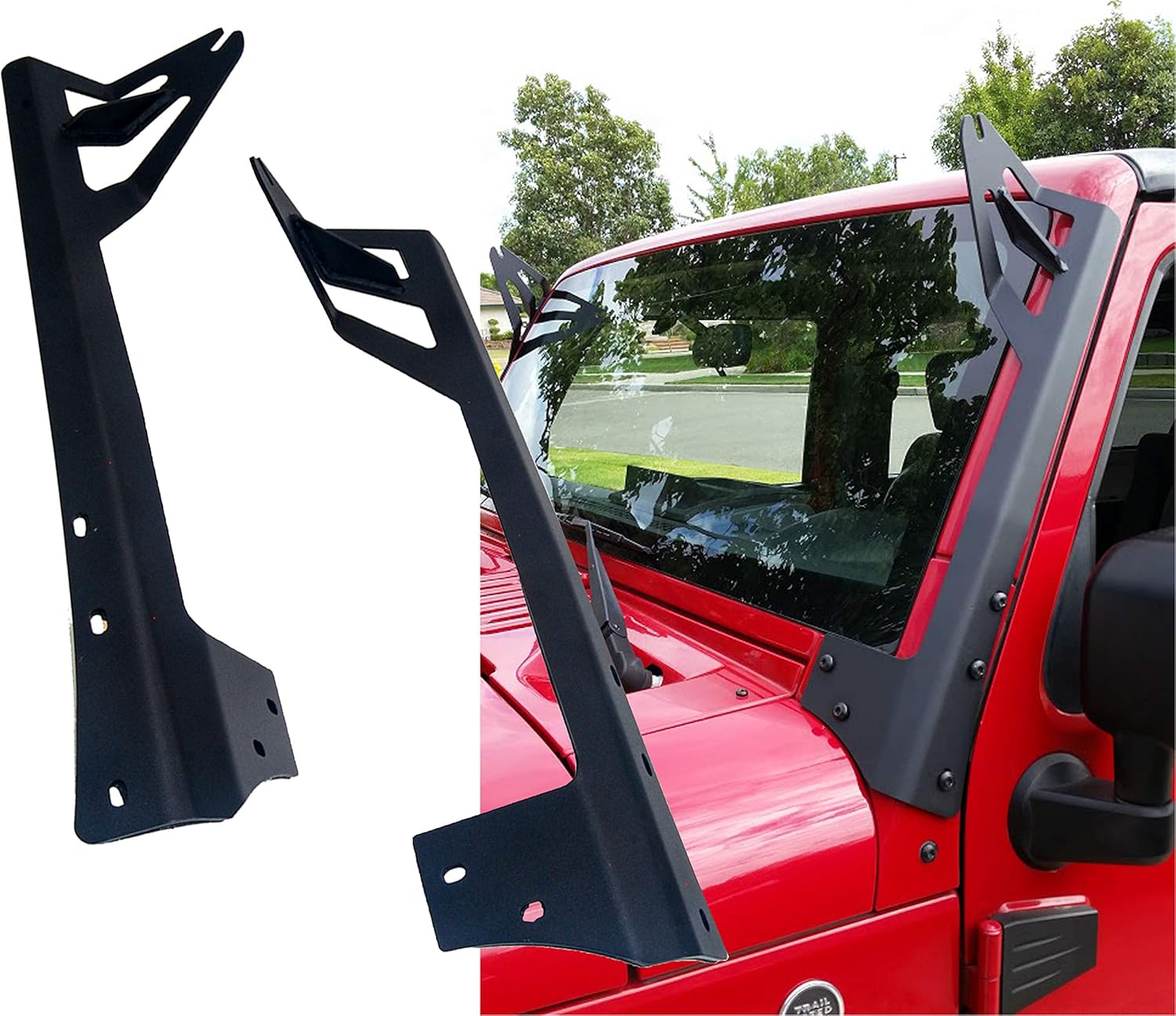 JK Light Bar Bracket OZ-USA® upper Windshield 50" - 52" roof mount for JK JKU 2007-2015 Rubicon