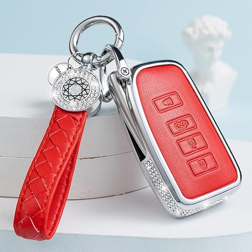 Miniatura 10 de Compatible con Lexus Fob Cover  Funda de cuero de cristal de protección de 360 grados para llave inteligente ES350 ES300h UX200 LS500 LS500H LC500h
