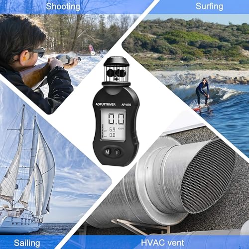 Miniatura 7 de Anemómetro anemómetro manual de dirección del viento, anemómetro de copa de viento AP-876, medidor de velocidad de aire, anemómetro digital para