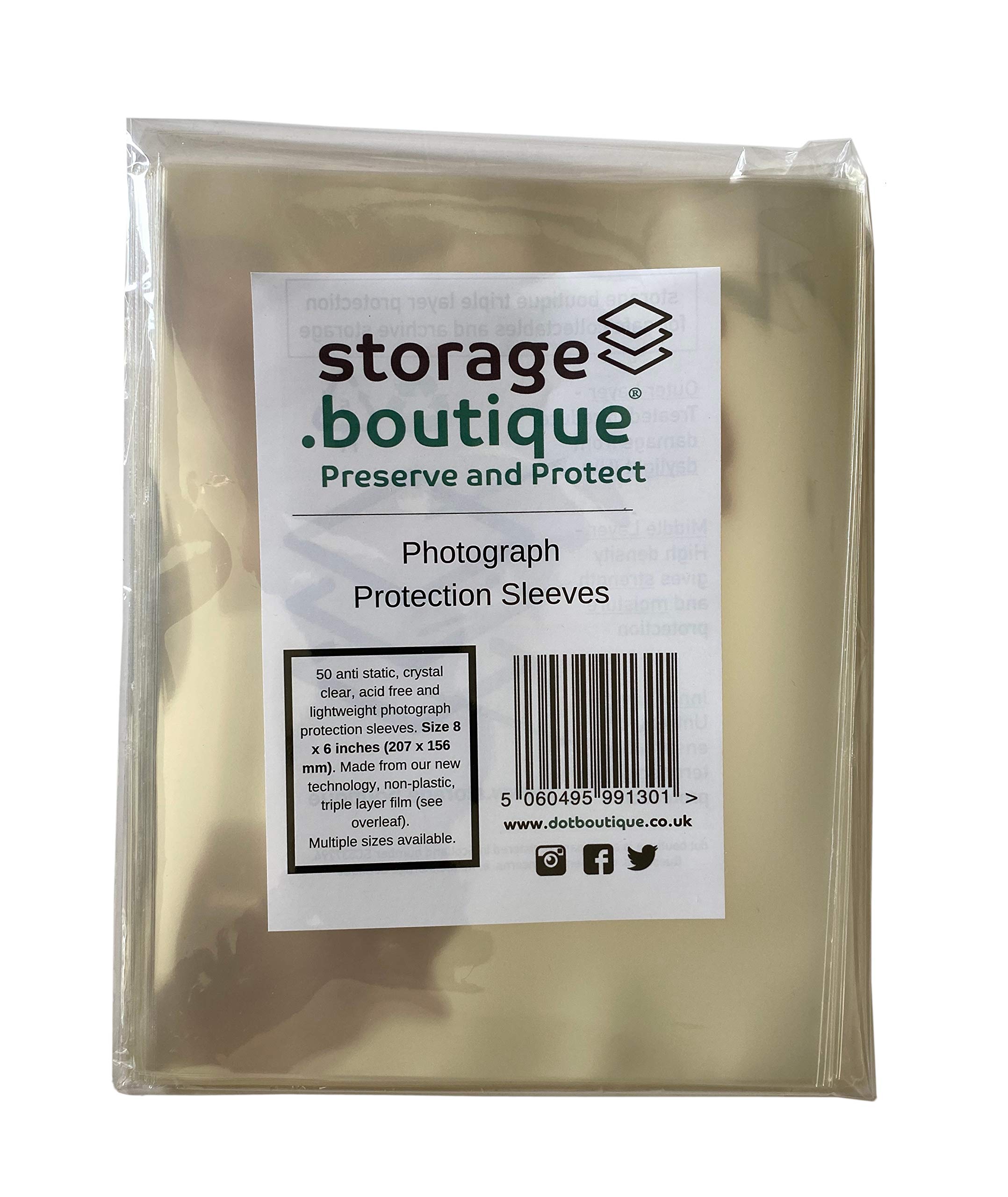 .boutiquestorage.boutique Archive Standard PHOTOGRAPH Protection SLEEVES, Acid Free, 8 x 6 inches, 207 x 156 mm, 50