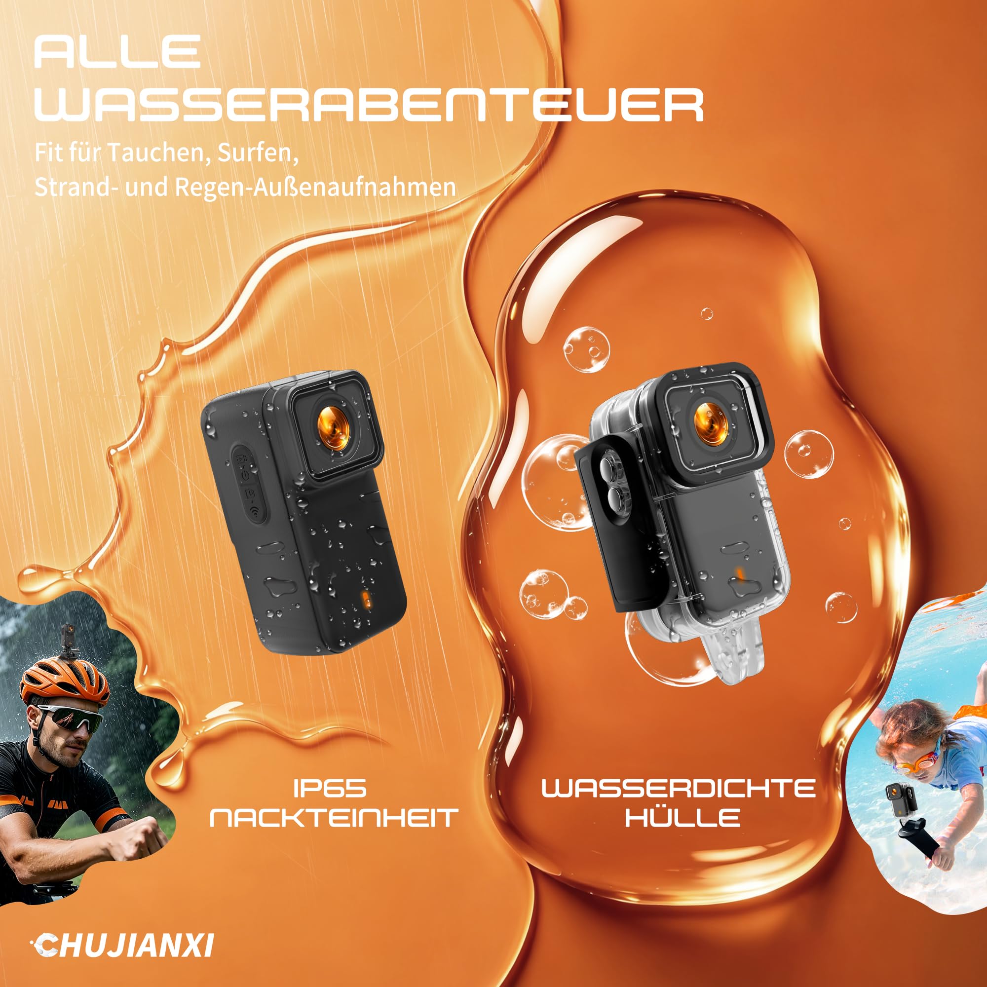 Mini Actioncam 4K, Mini Bodycam WiFi, Wasserdicht Daumenkamera Helmkamera