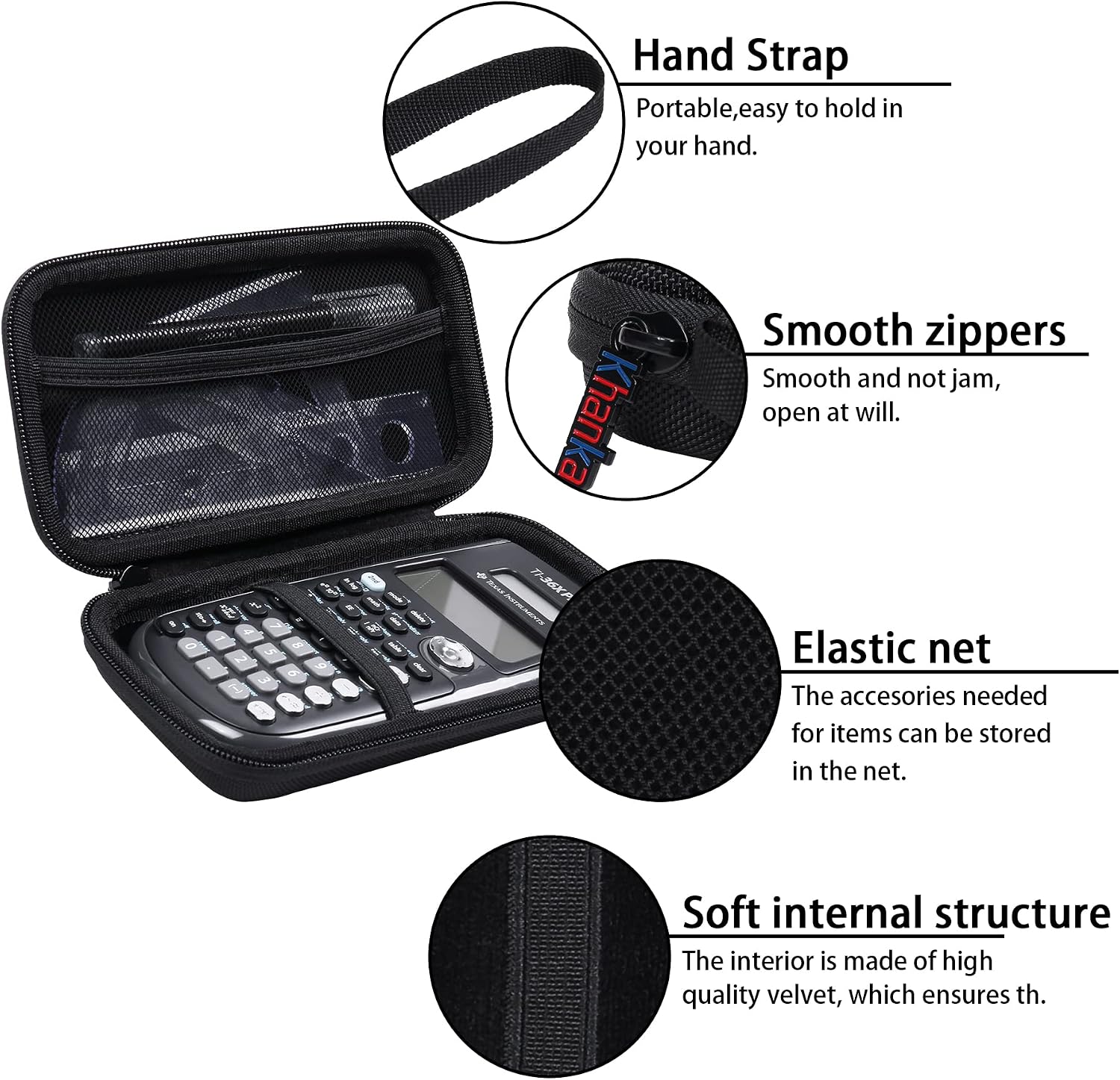 khanka Hard Travel Case Replacement for Texas Instruments TI-30XS MultiView/TI-36X Pro Engineering Scientific Calculator, Case Only (Black)