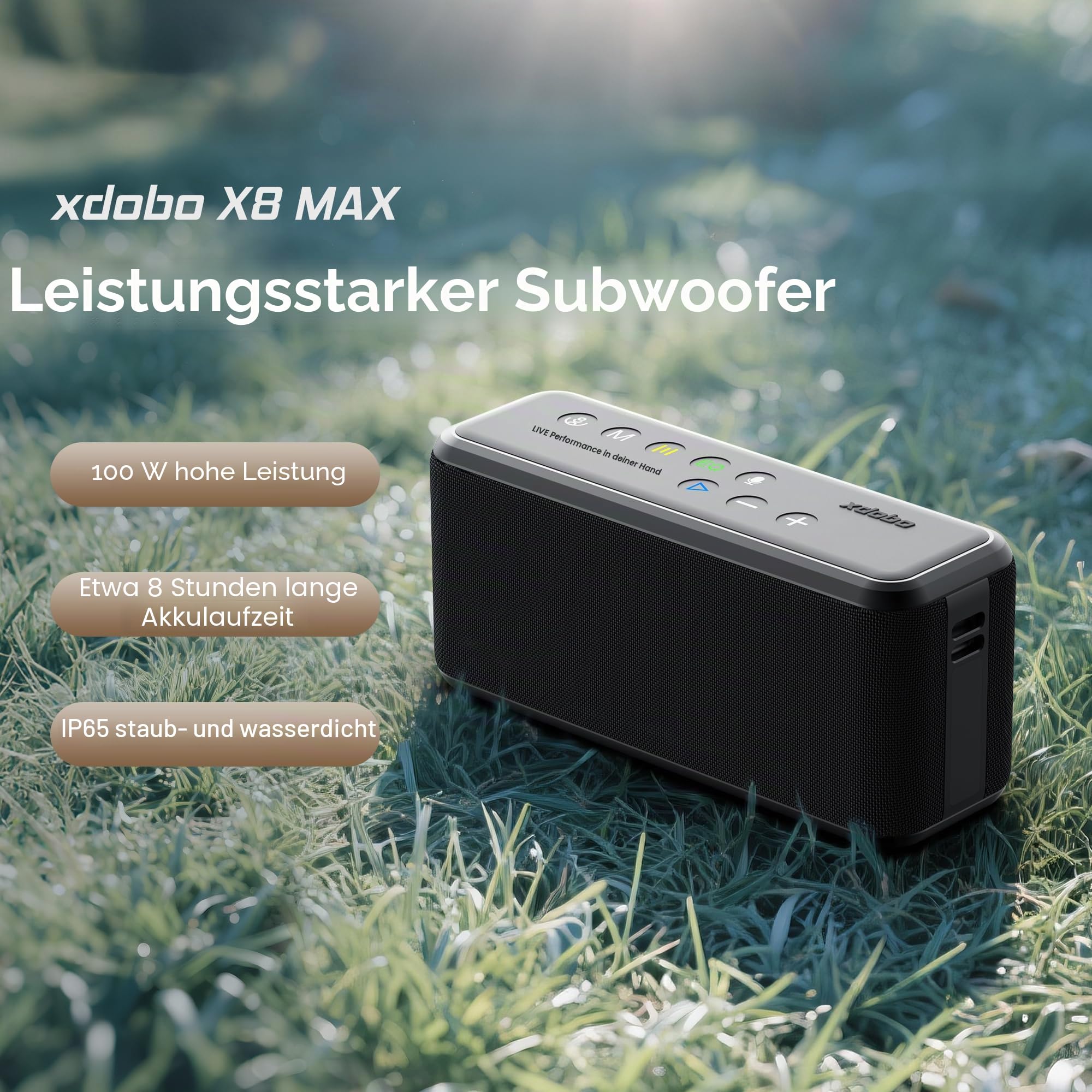 xdobo X8 Max Bluetooth-Lautsprecher, 100 W Ausgangsleistung, 12 Stunden Spielzeit, 5.0 Bluetooth
