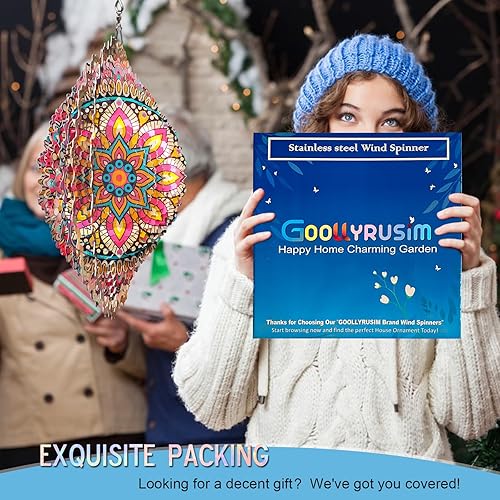 Miniatura 2 de Goolyrusim - Molinillo de viento cinético con mandala en 3D, para exteriores, corte láser, acero inoxidable, arte de metal, escultura de viento,