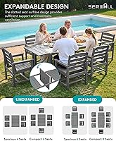 Vista 3 de SERWALL Juego de comedor para exteriores de 9 piezas, mesa de comedor expandible de 60 a 83 pulgadas y 8 sillas de polietileno de alta densidad