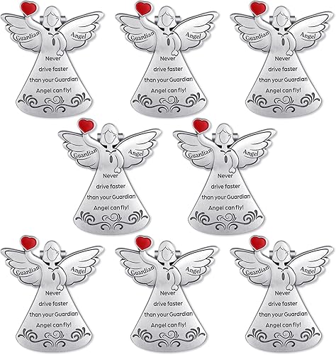 Tallew Clip para visera solar de ángel de la guarda (8 piezas), decoración de adorno colgante de aleación, diseño de paloma de ángel religioso para